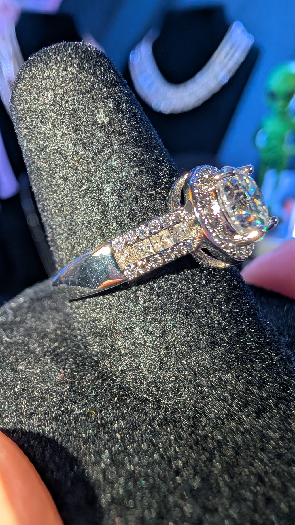 Galactic Ice 2.21 CTW D-Color Round Halo Moissanite Ring S925 Sterling Silver