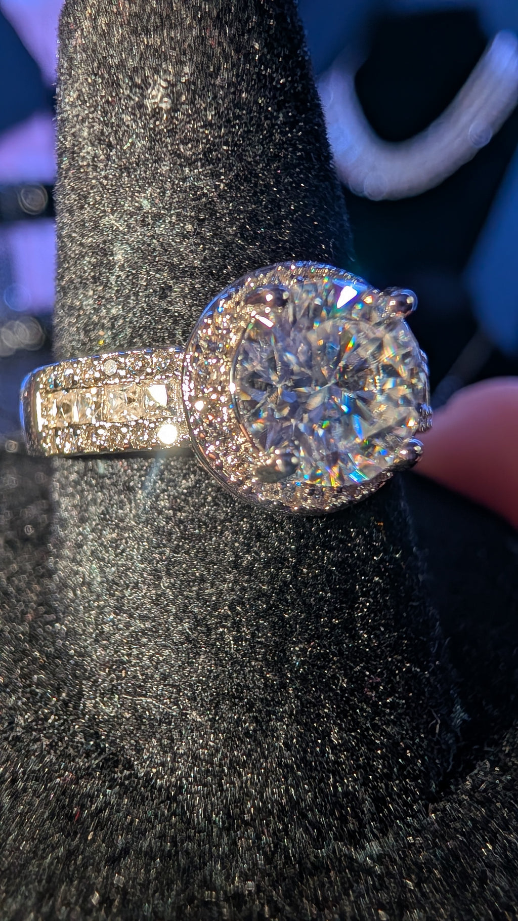 Galactic Ice 2.21 CTW D-Color Round Halo Moissanite Ring S925 Sterling Silver