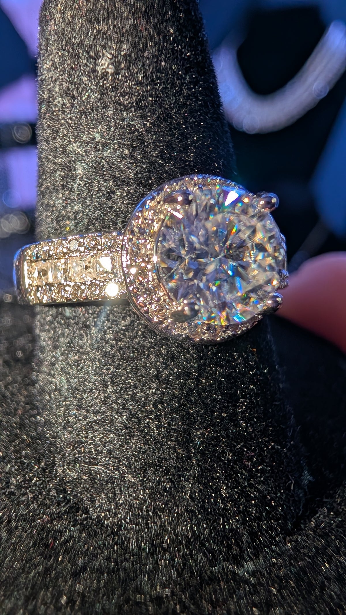 Galactic Ice 2.21 CTW D-Color Round Halo Moissanite Ring S925 Sterling Silver