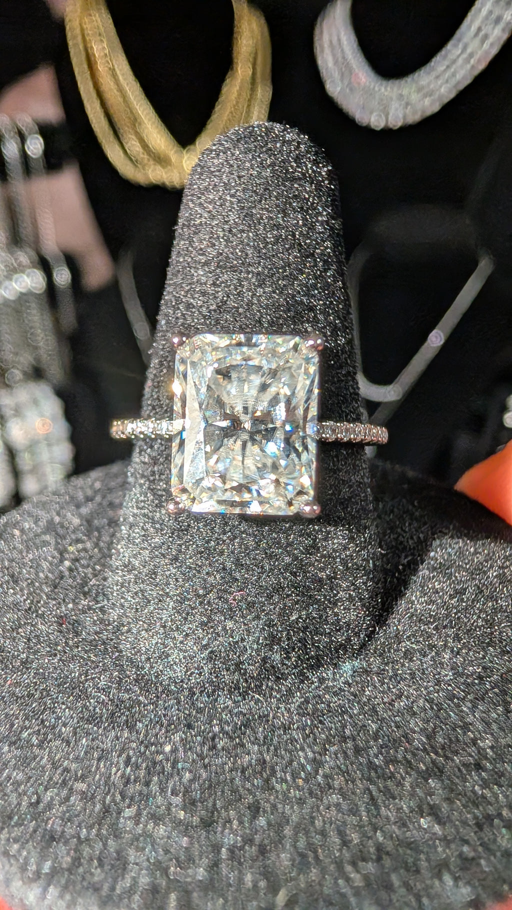 Galactic Ice 4ct Radiant Cut Moissanite Ring S925 Sterling Silver