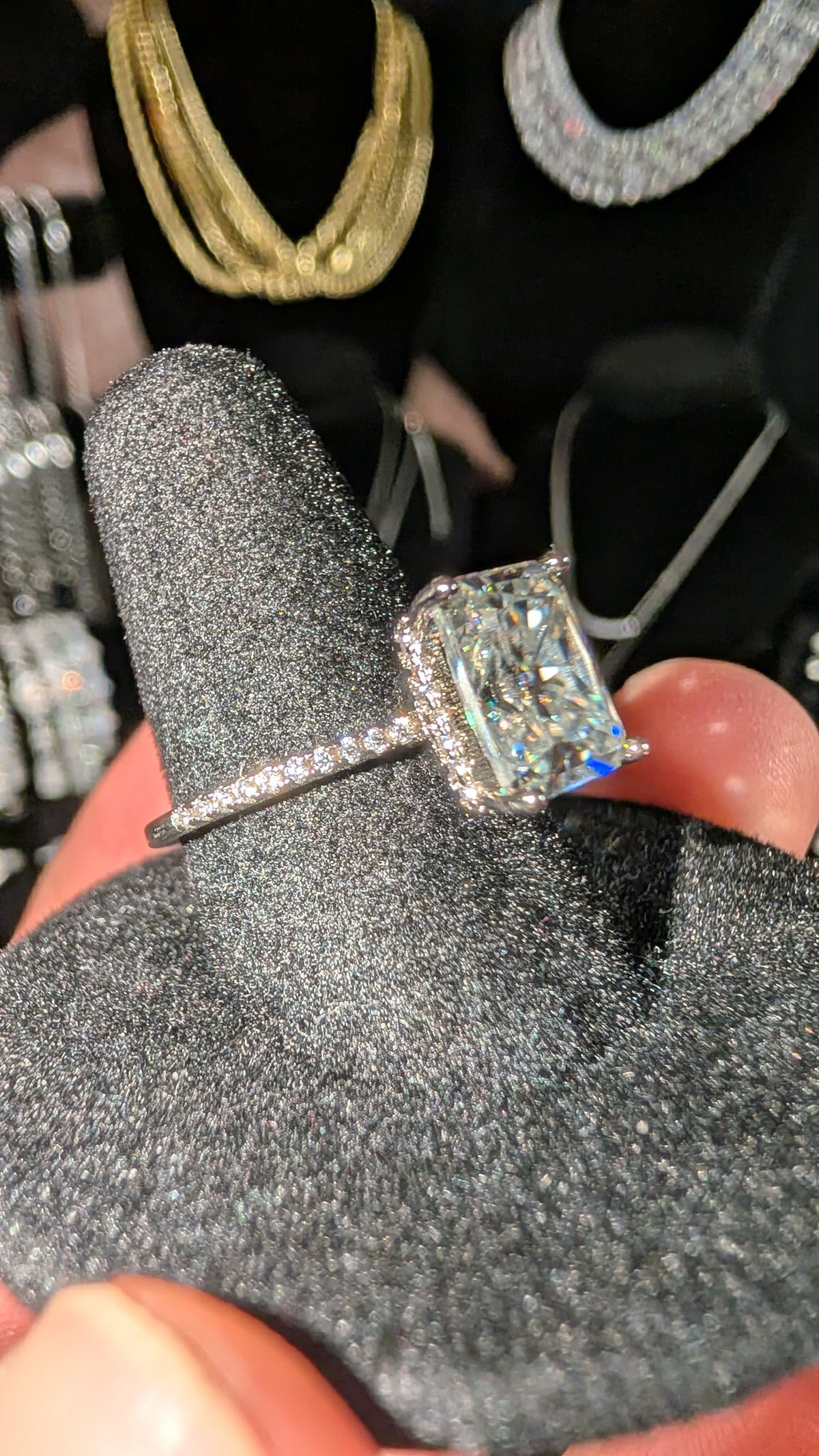 Galactic Ice 4ct Radiant Cut Moissanite Ring S925 Sterling Silver