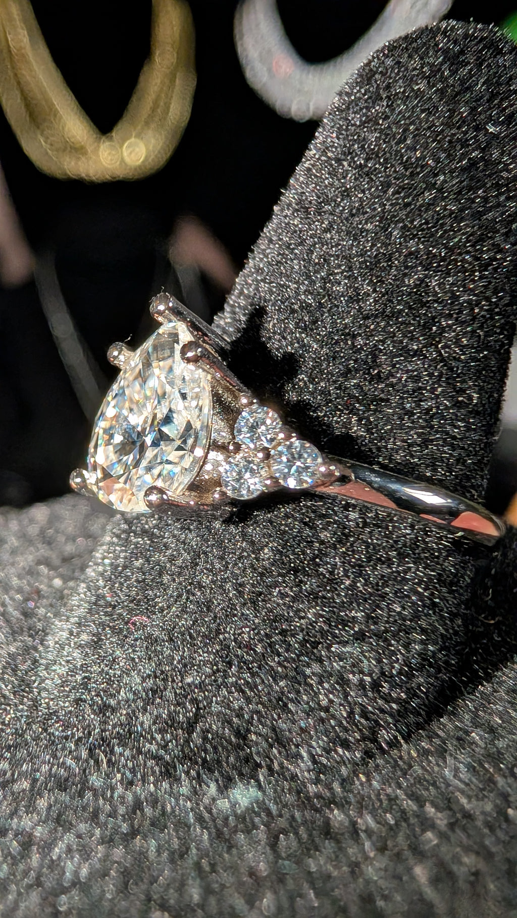 Galactic Ice 2ct D-Color Pear Cut Moissanite Ring S925 Sterling Silver
