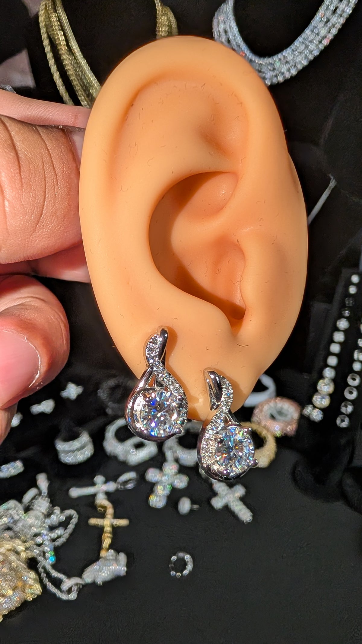 Galactic Ice 1ct Round Cut Moissanite Drop Earrings D Color S925