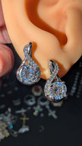 Galactic Ice 1ct Round Cut Moissanite Drop Earrings D Color S925