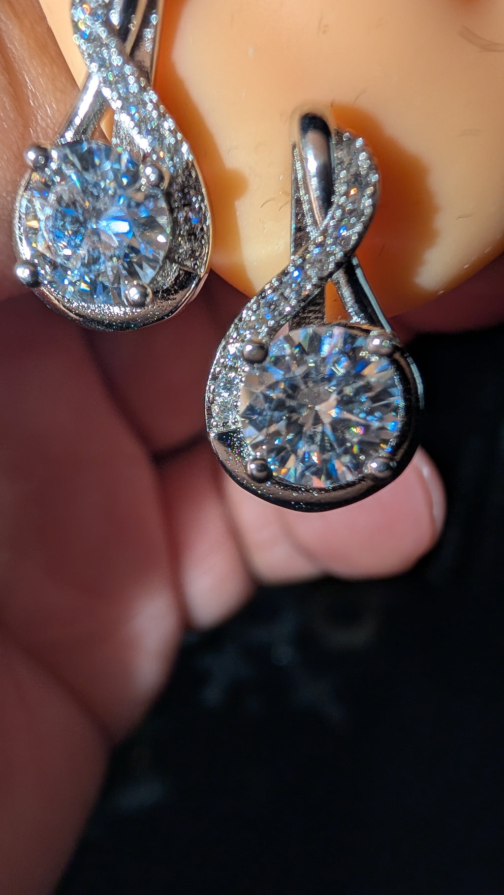 Galactic Ice 1ct Round Cut Moissanite Drop Earrings D Color S925