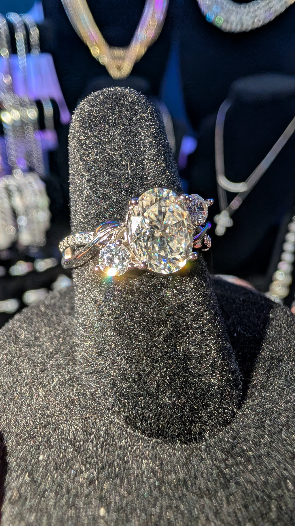 Galactic Ice 2CT Oval Moissanite RIng in S925