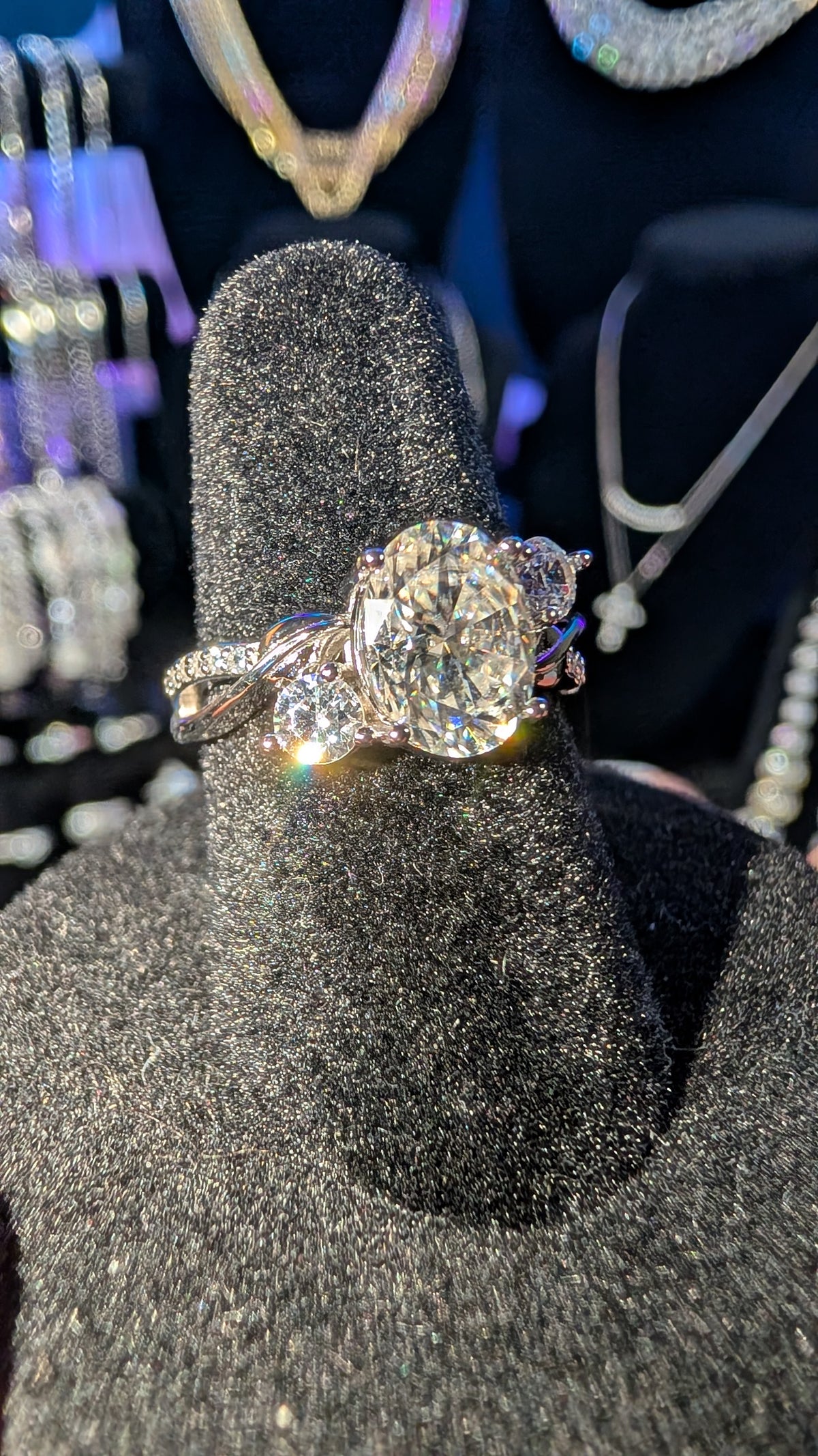 Galactic Ice 2CT Oval Moissanite RIng in S925