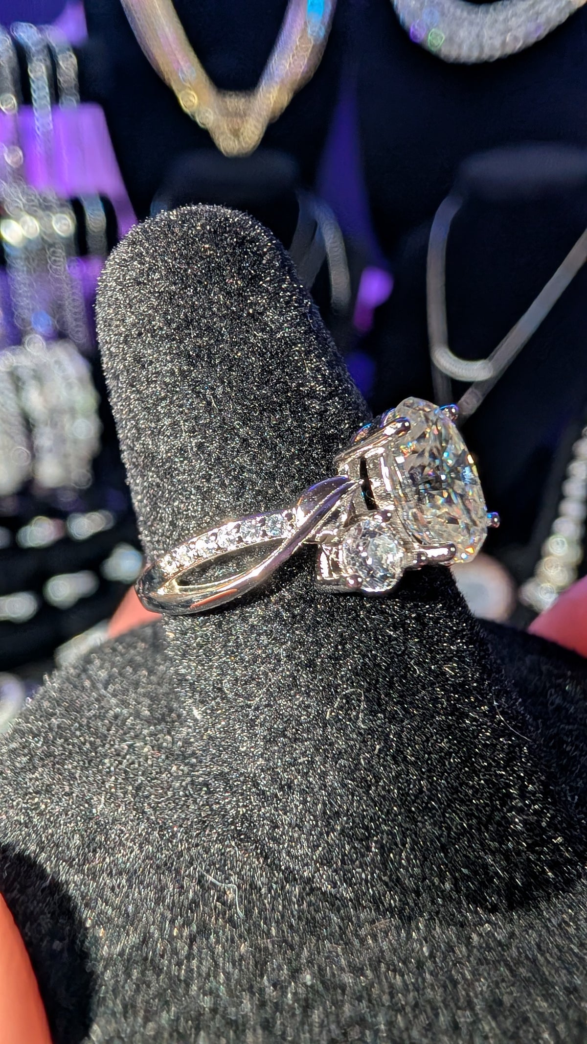 Galactic Ice 2CT Oval Moissanite RIng in S925