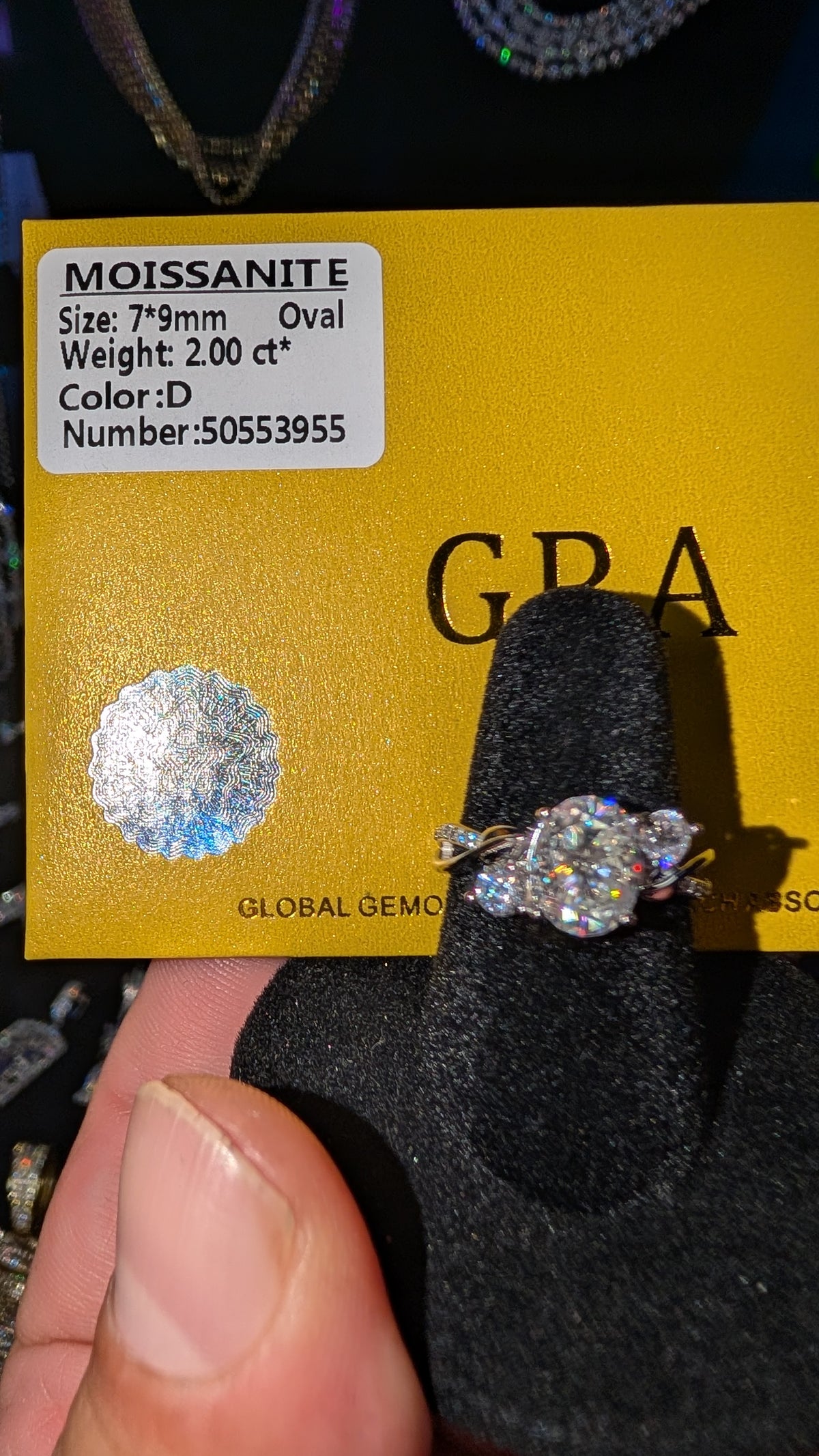 Galactic Ice 2CT Oval Moissanite RIng in S925