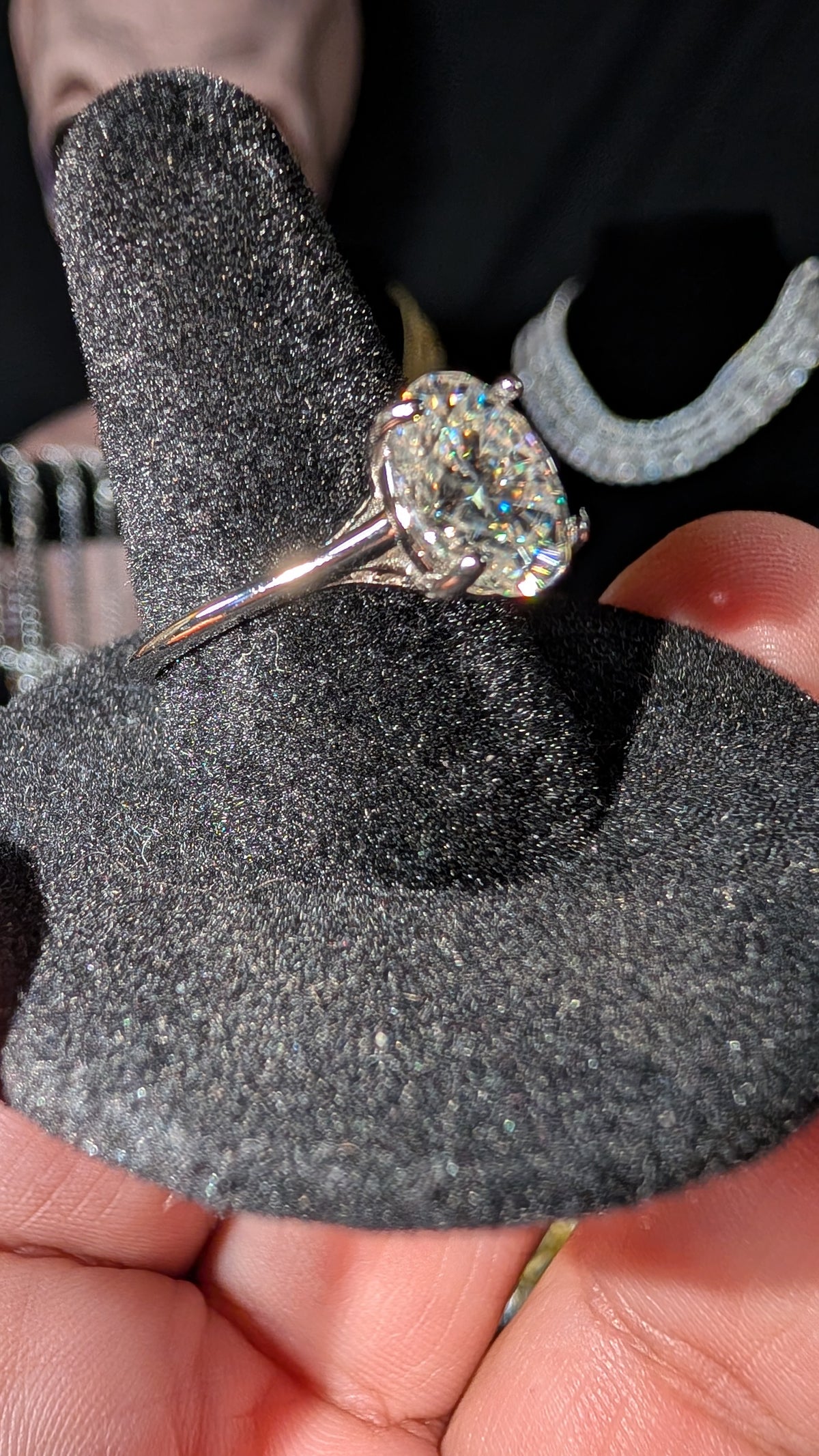 Galactic Ice 3CT Oval Cut Moissanite Solitaire Ring S925