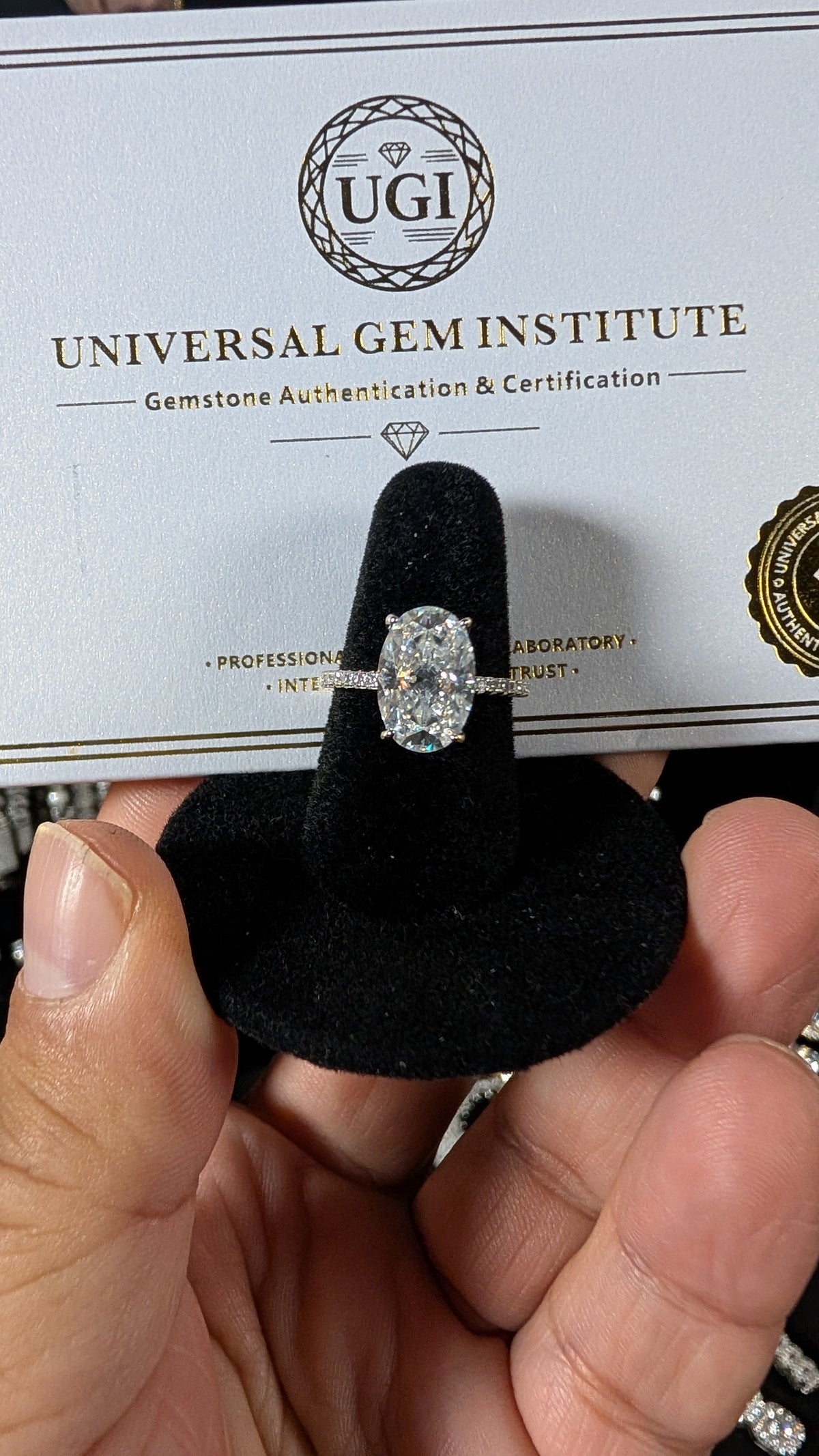 Galactic Ice 4.5Ct Oval Moissanite  Pave Ring S925