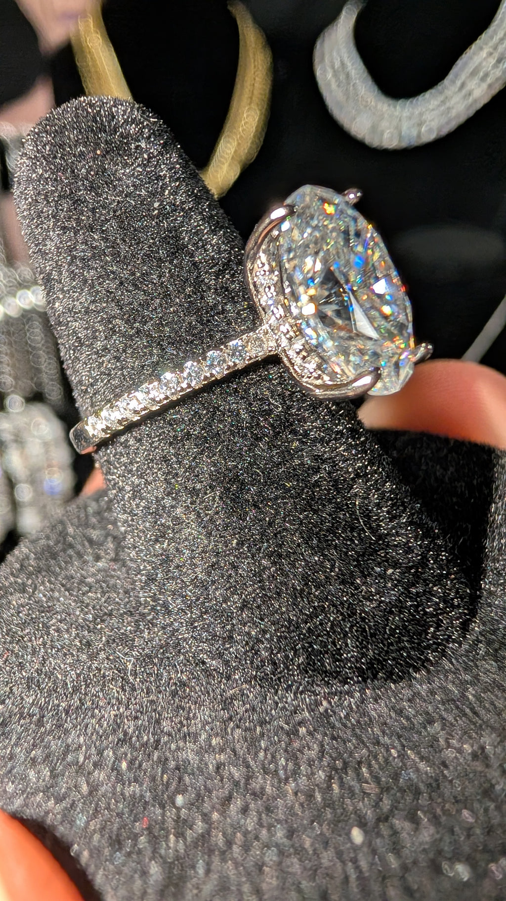Galactic Ice 4.5Ct Oval Moissanite  Pave Ring S925