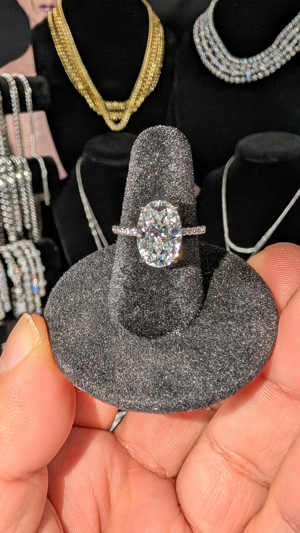 Galactic Ice 4.5Ct Oval Moissanite  Pave Ring S925