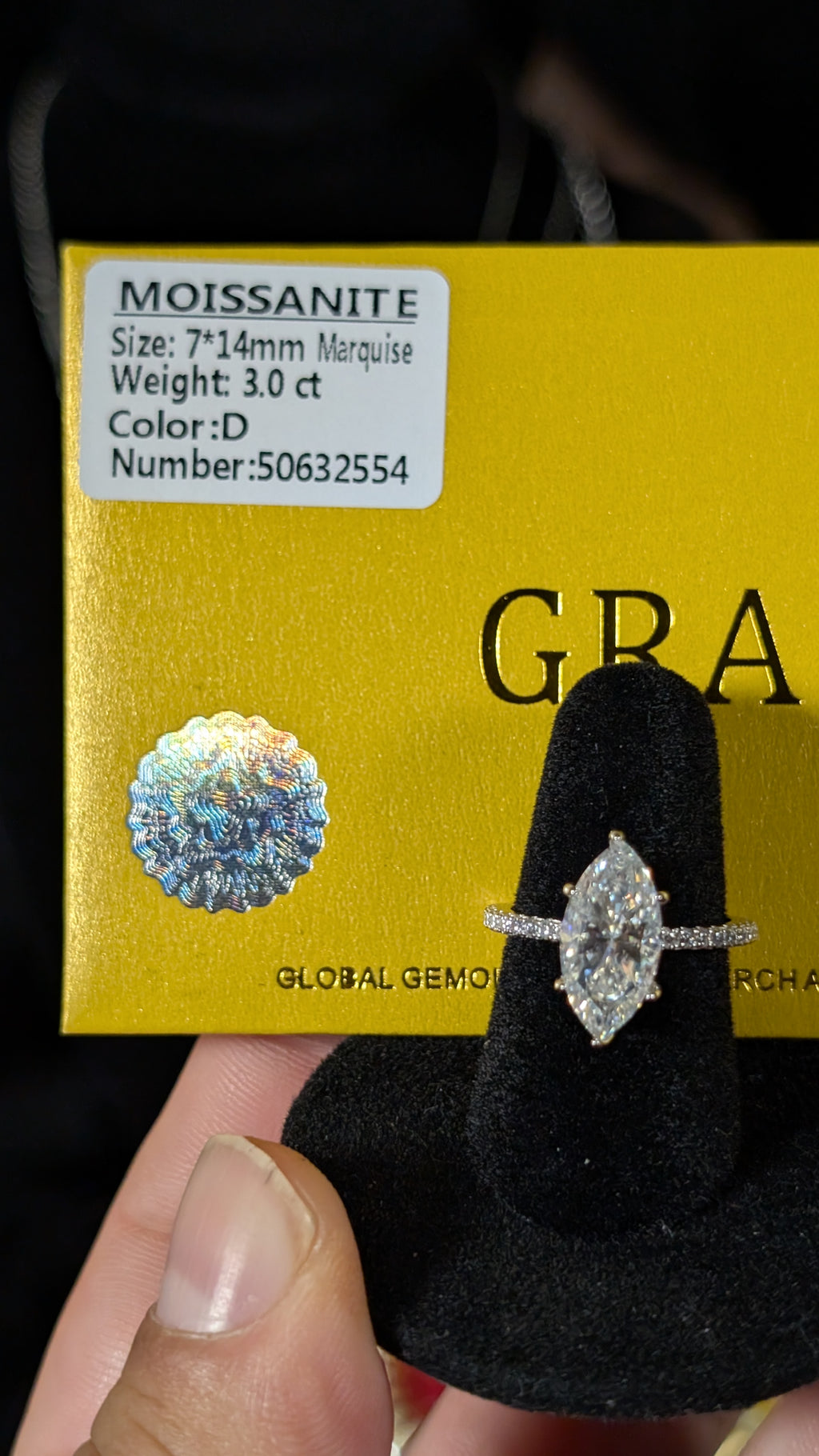 Galactic Ice 3CT D Color Marquise Moissanite Ring S925