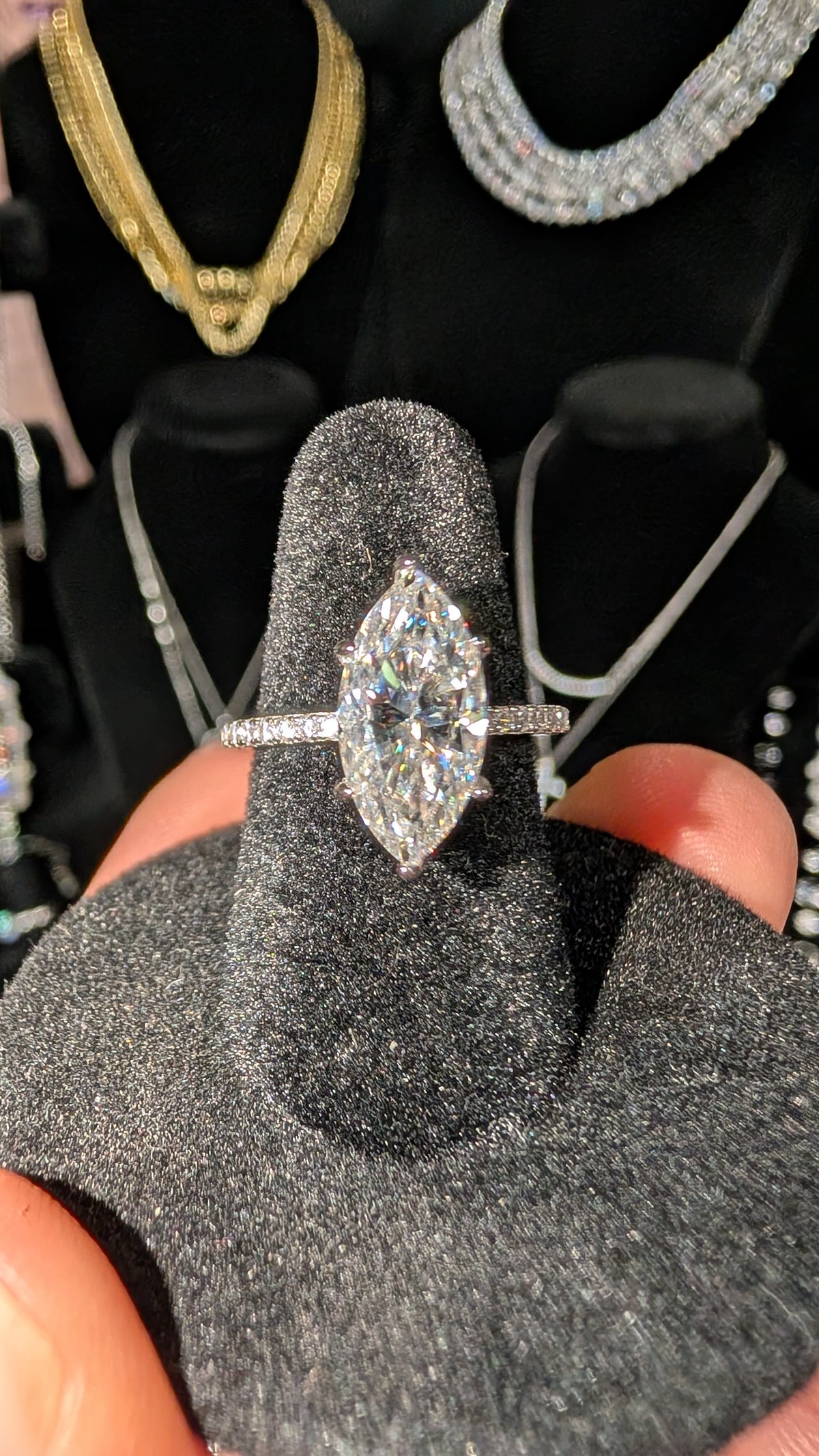 Galactic Ice 3CT D Color Marquise Moissanite Ring S925