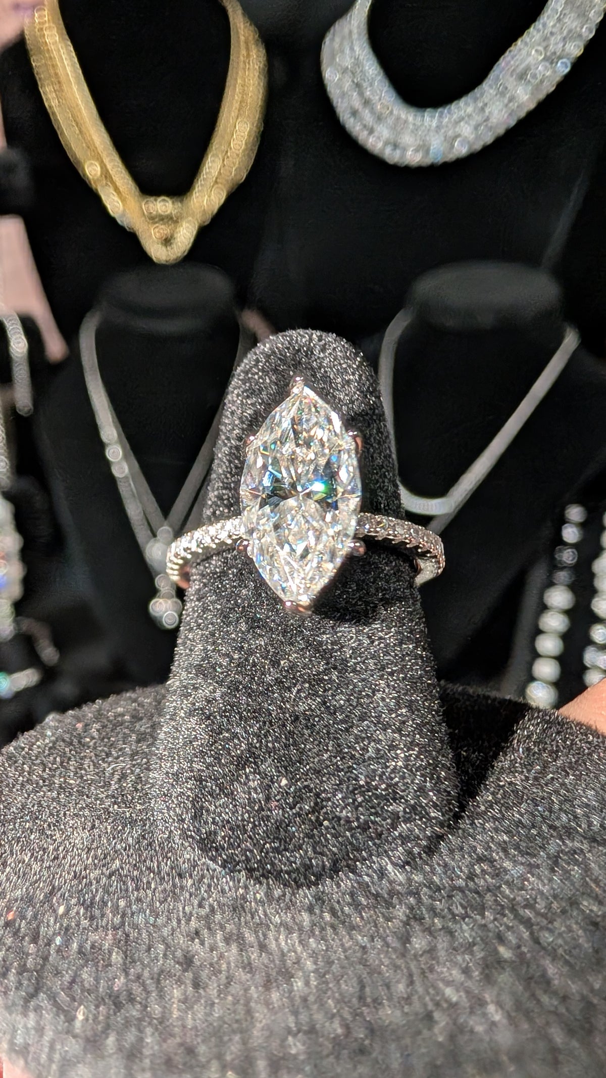 Galactic Ice 3CT D Color Marquise Moissanite Ring S925