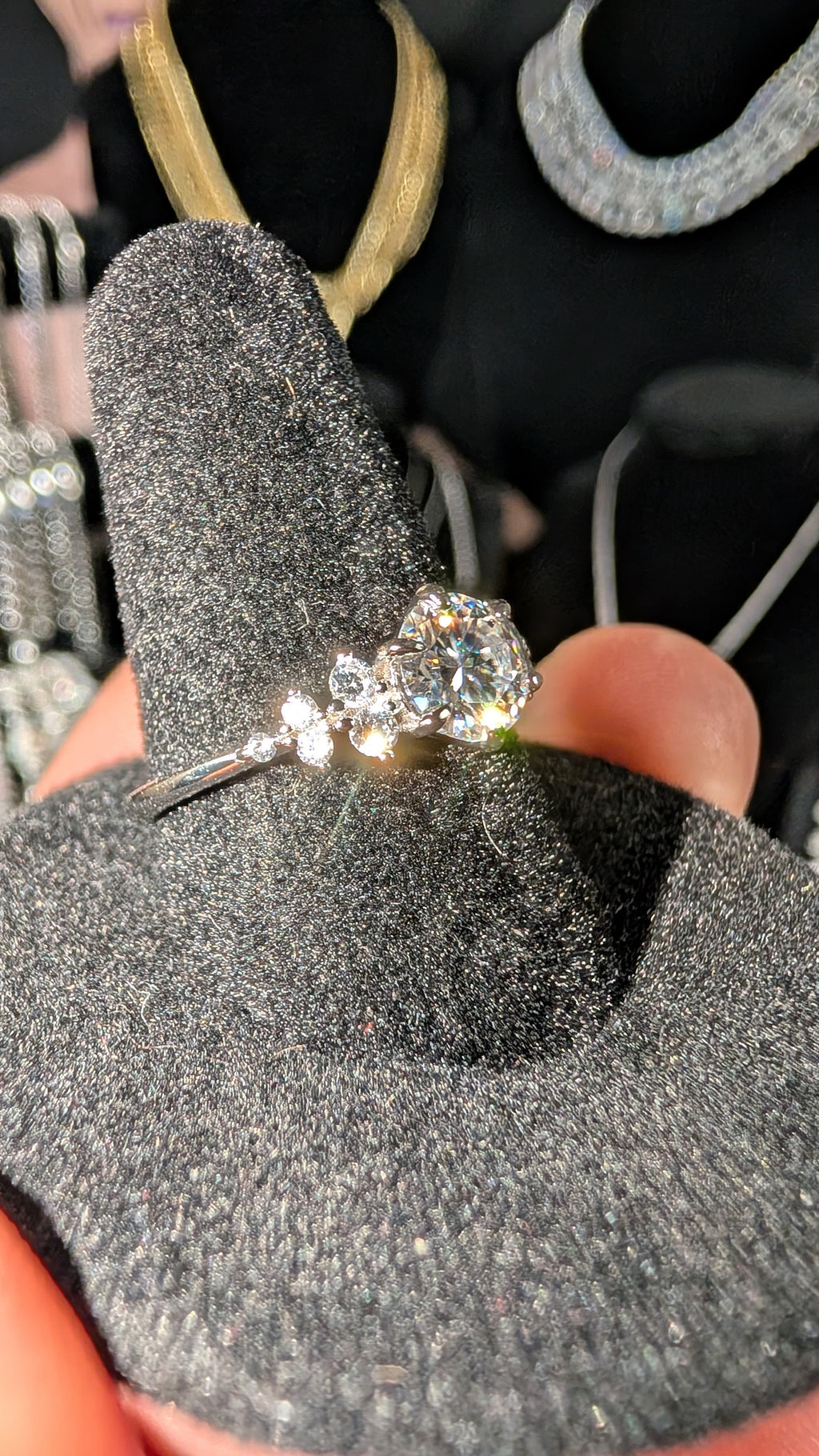Galactic Ice 1ct Round Floral ring S925