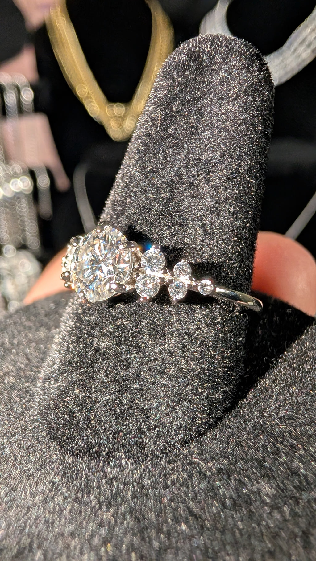 Galactic Ice 1ct Round Floral ring S925