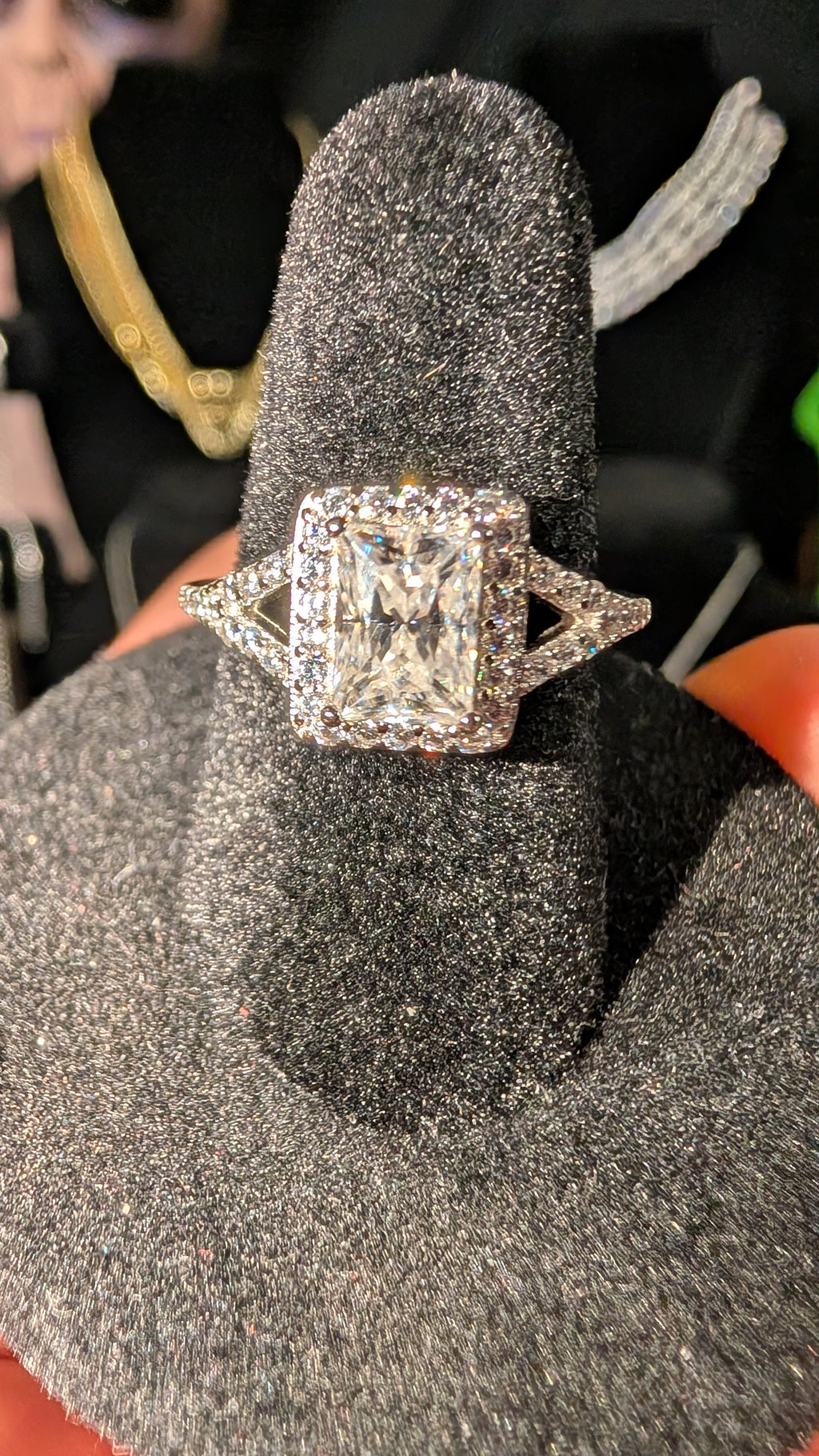 Glactic Ice 1CT Radiant Cut Moissanite Halo RIng