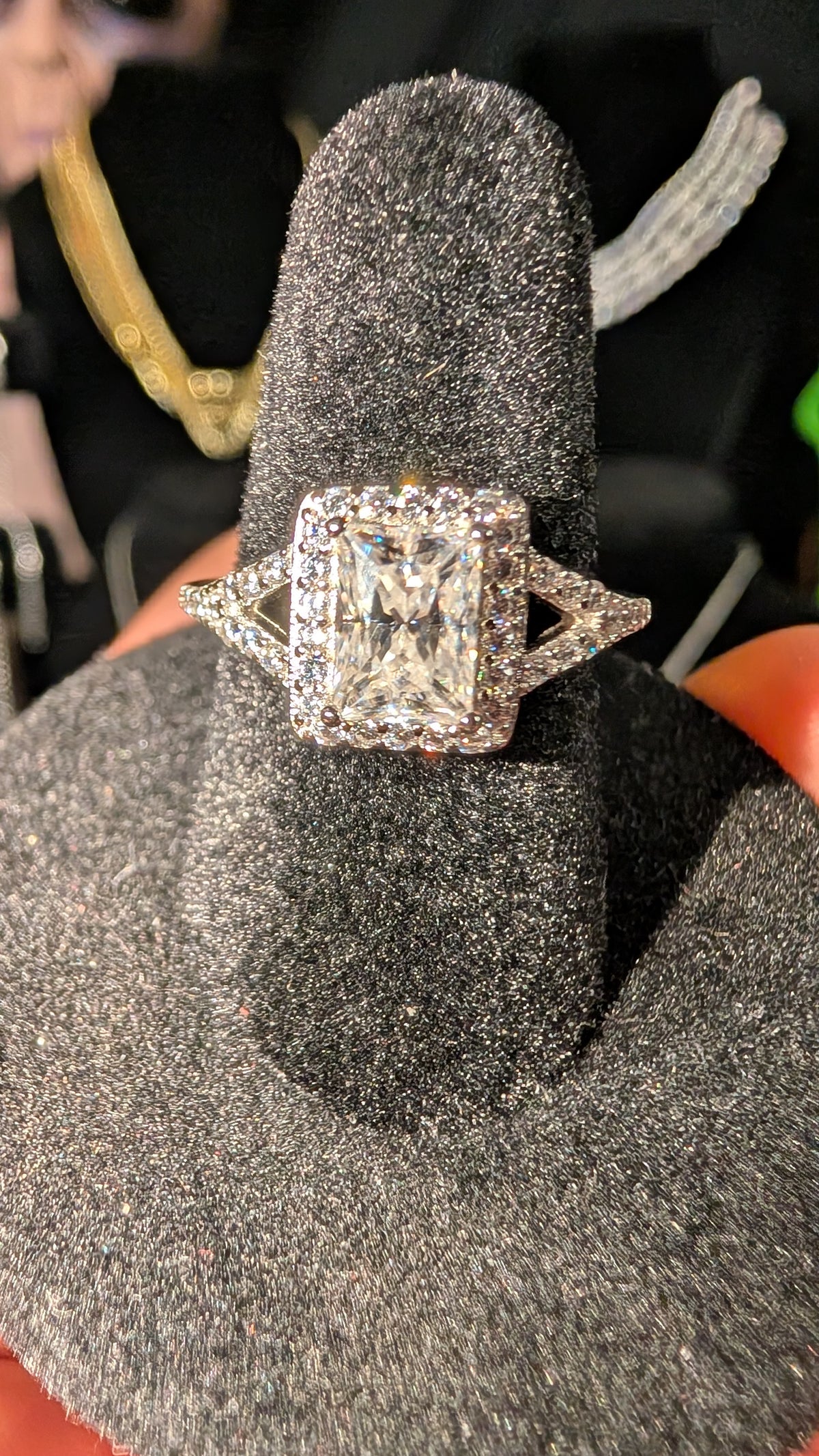 Glactic Ice 1CT Radiant Cut Moissanite Halo RIng