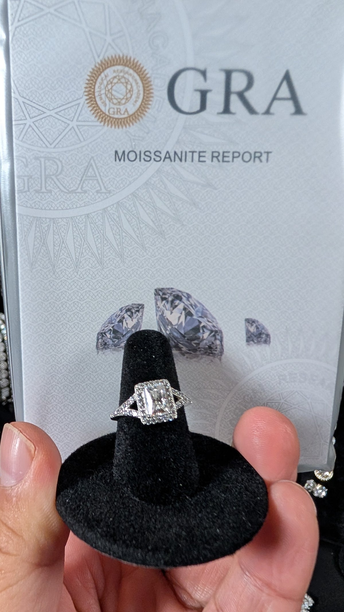 Glactic Ice 1CT Radiant Cut Moissanite Halo RIng