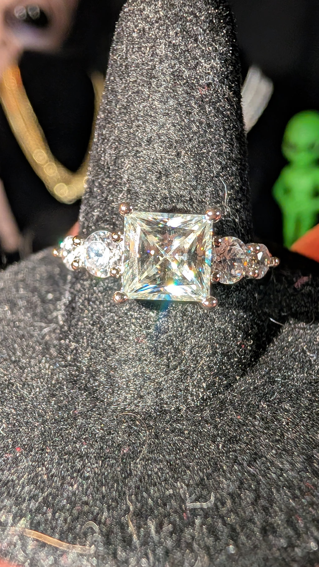 Plated Princess Cut Moissanite Ring