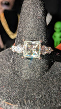 Plated Princess Cut Moissanite Ring