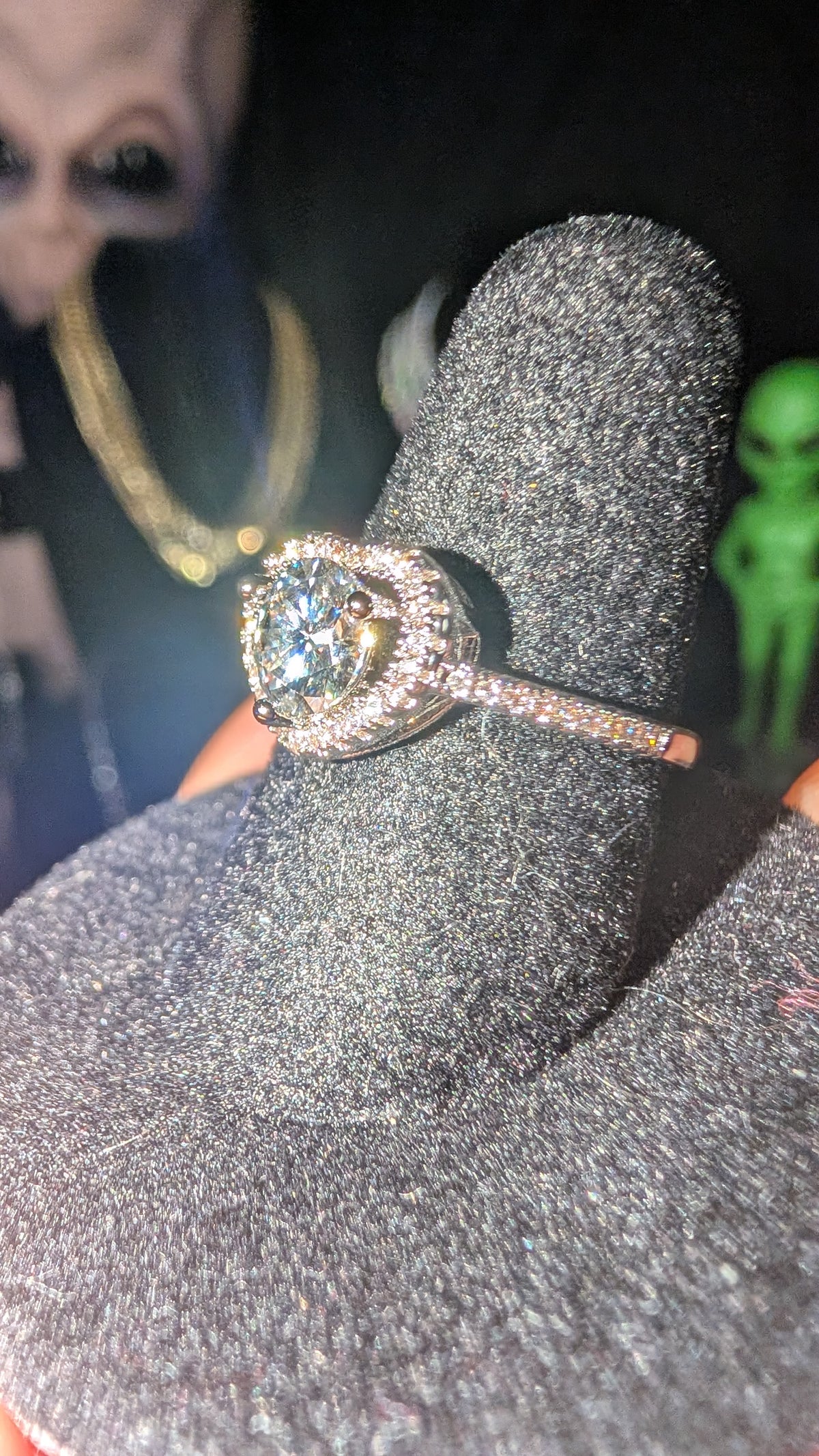 Plated Round Cut Moissanite RIng Heart Halo