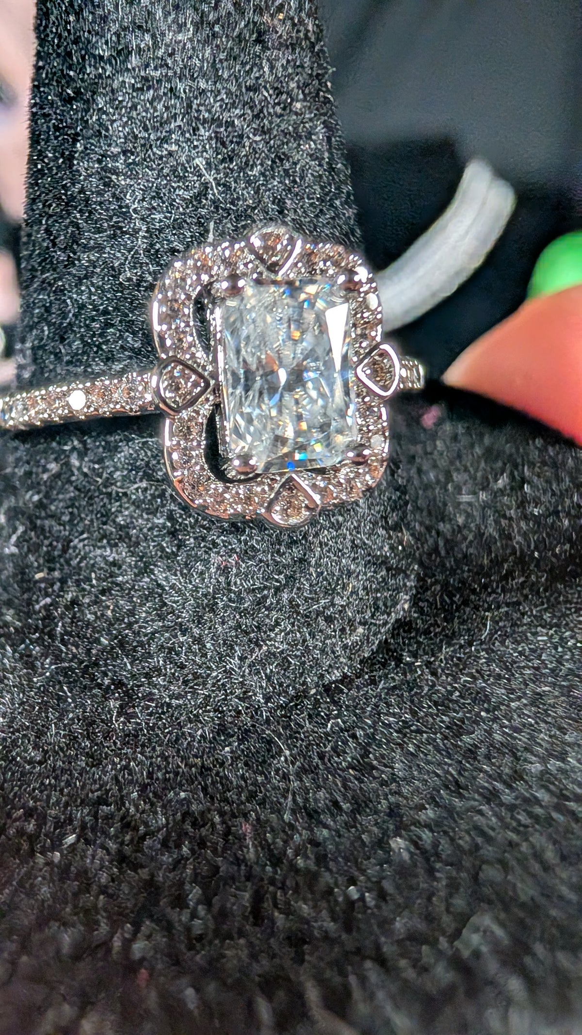 Plated Radiant Cut Halo RIng