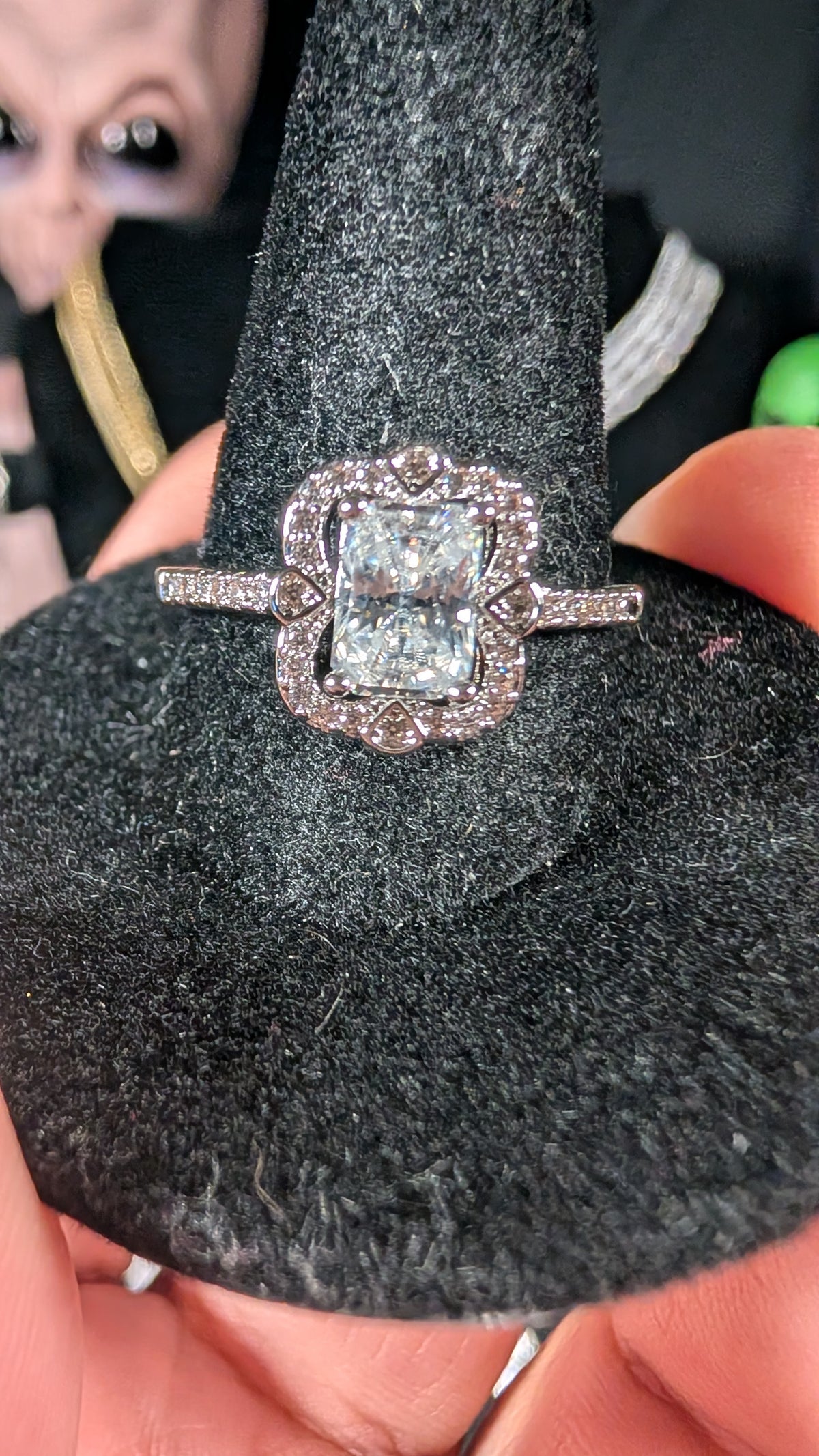 Plated Radiant Cut Halo RIng