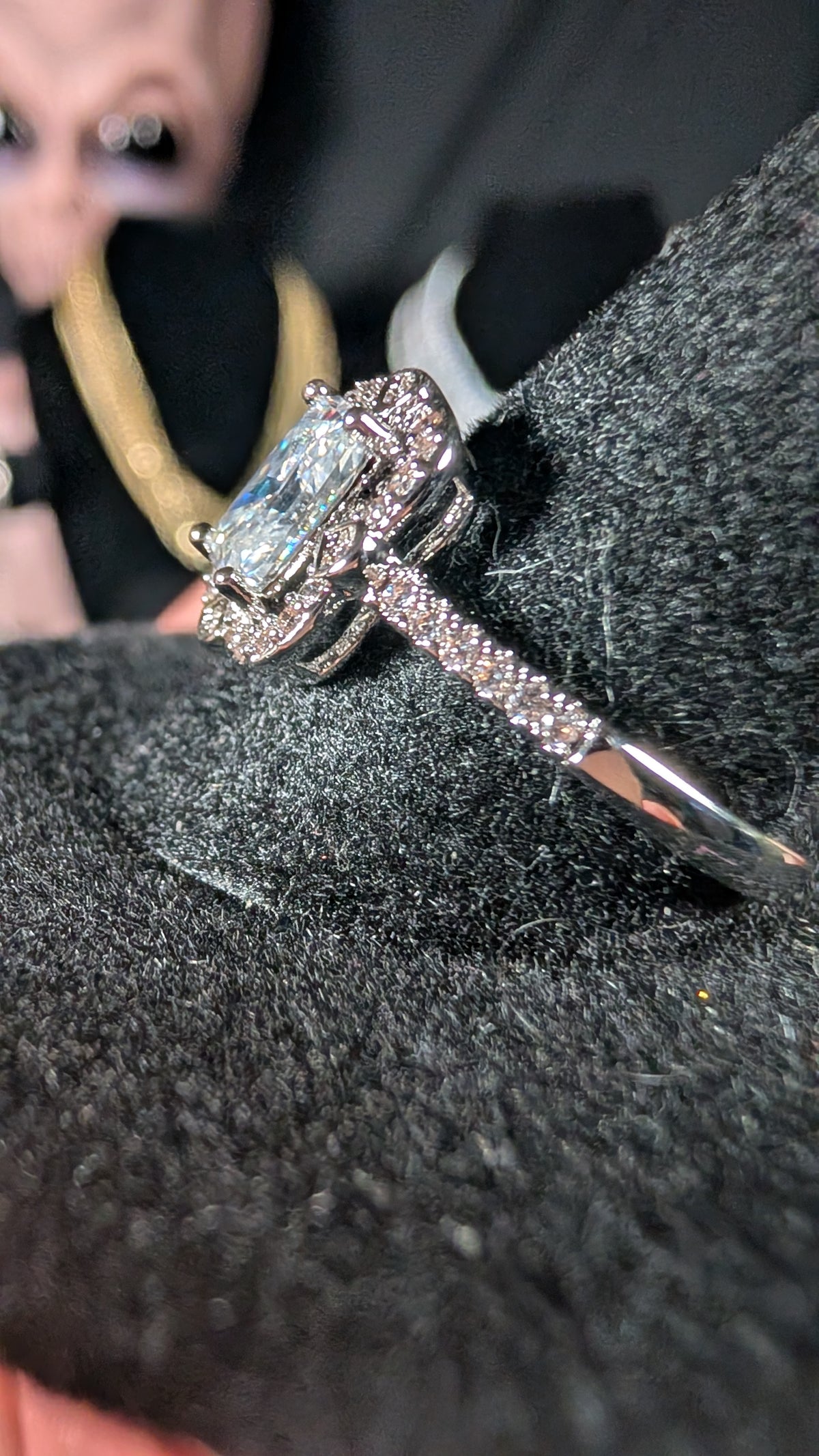 Plated Radiant Cut Halo RIng