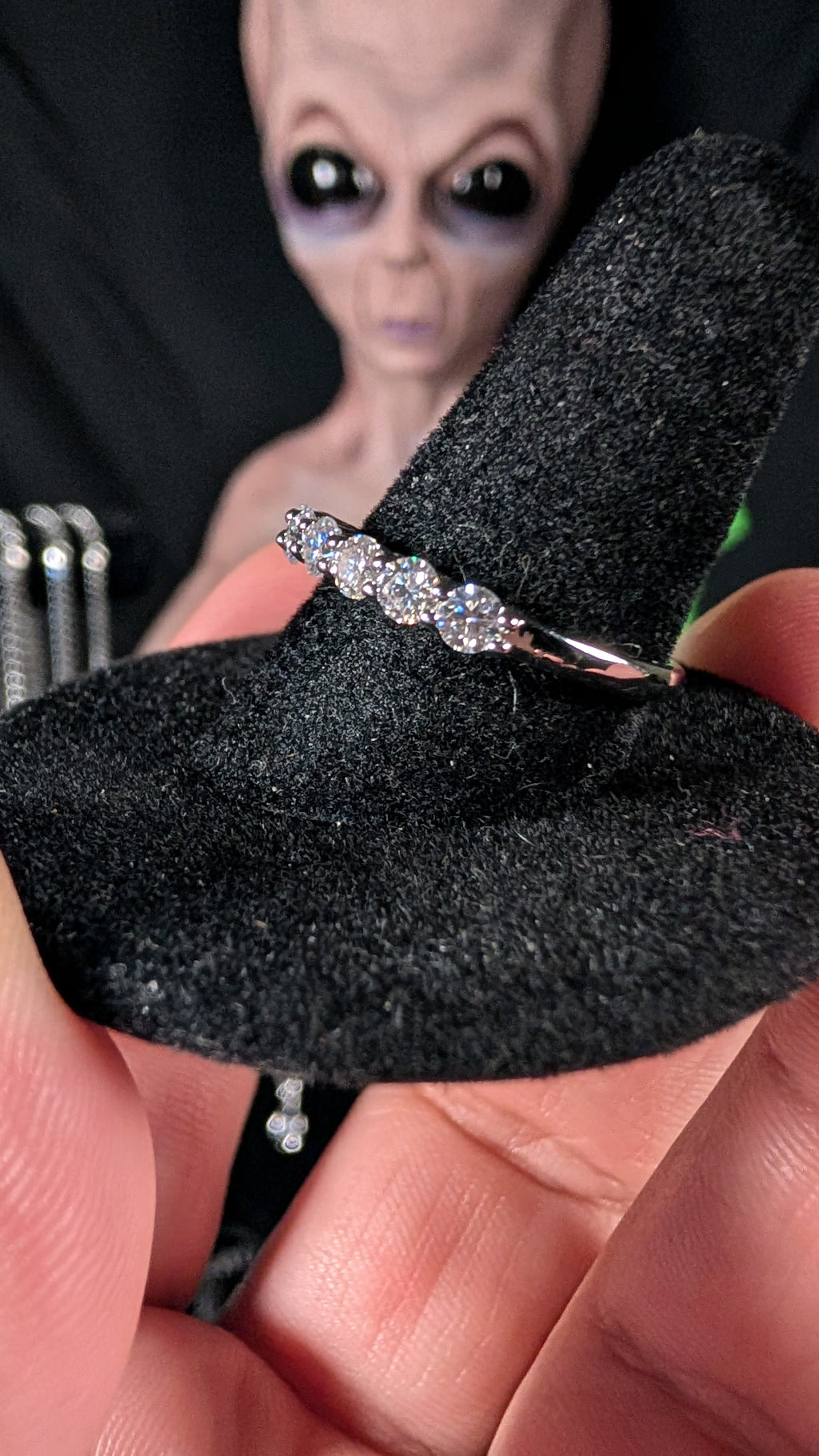 Plated Round Cut Half Enternity Band Moissanite