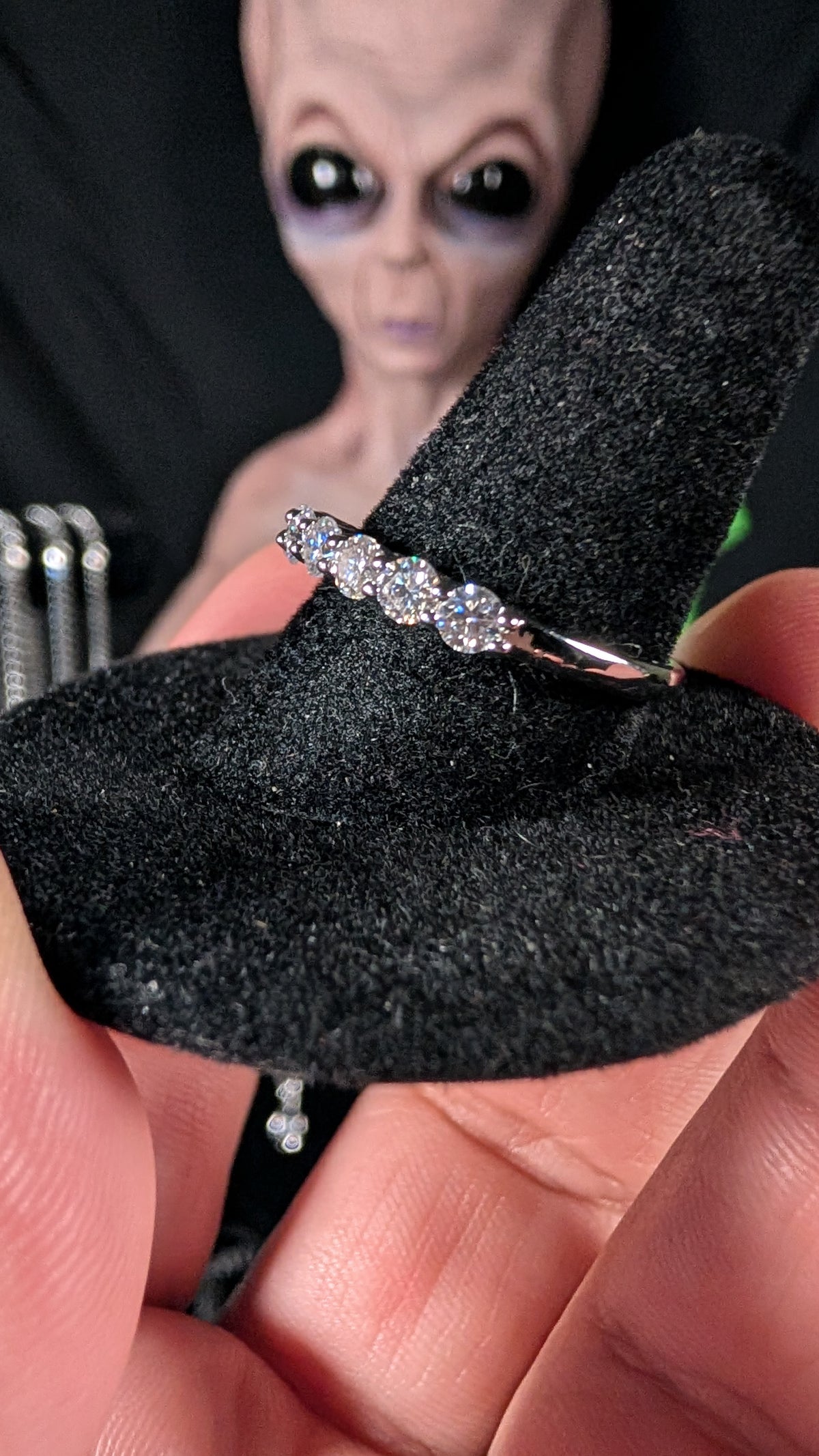 Plated Round Cut Half Enternity Band Moissanite