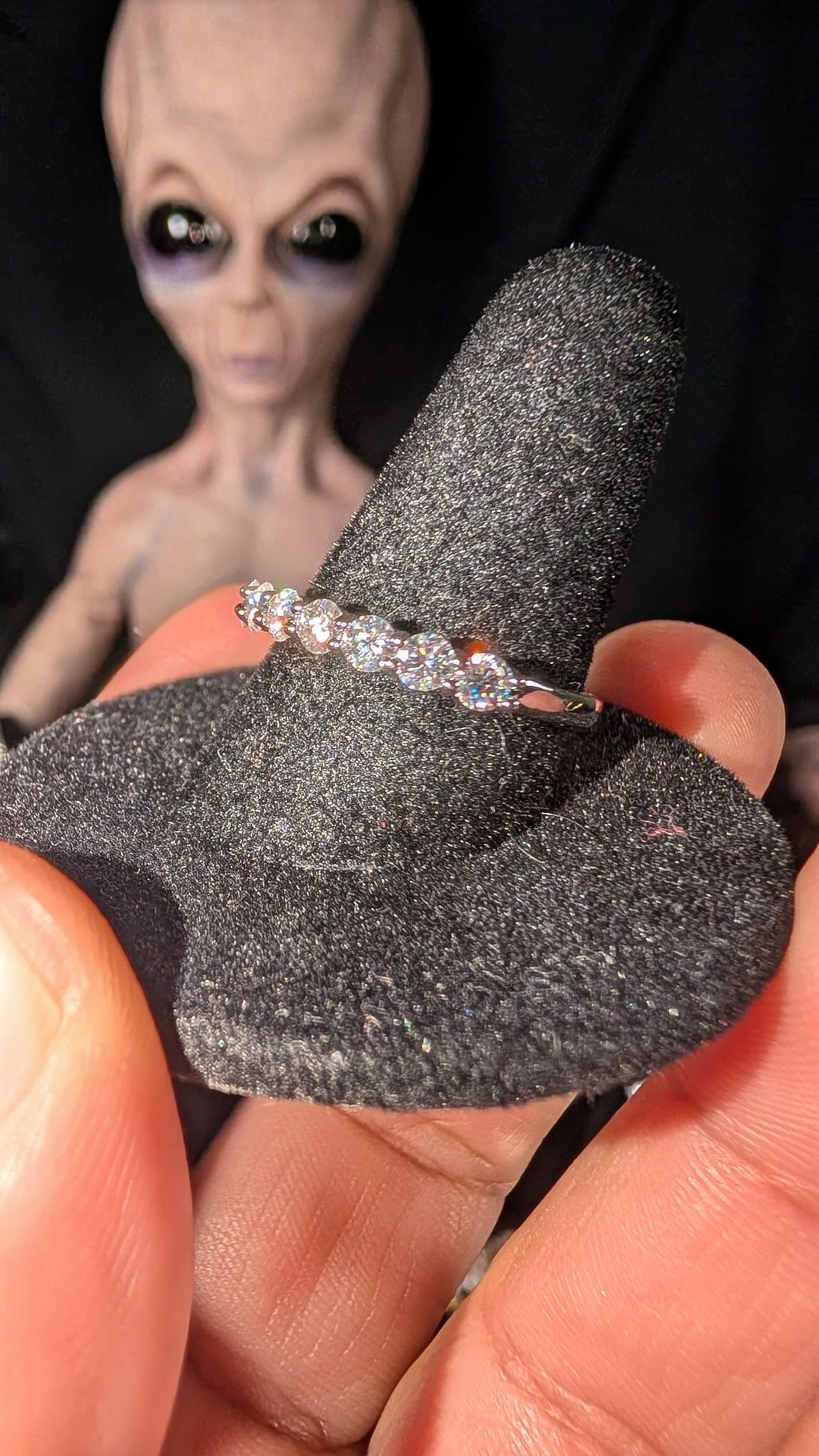 Plated Round Cut Half Enternity Band Moissanite
