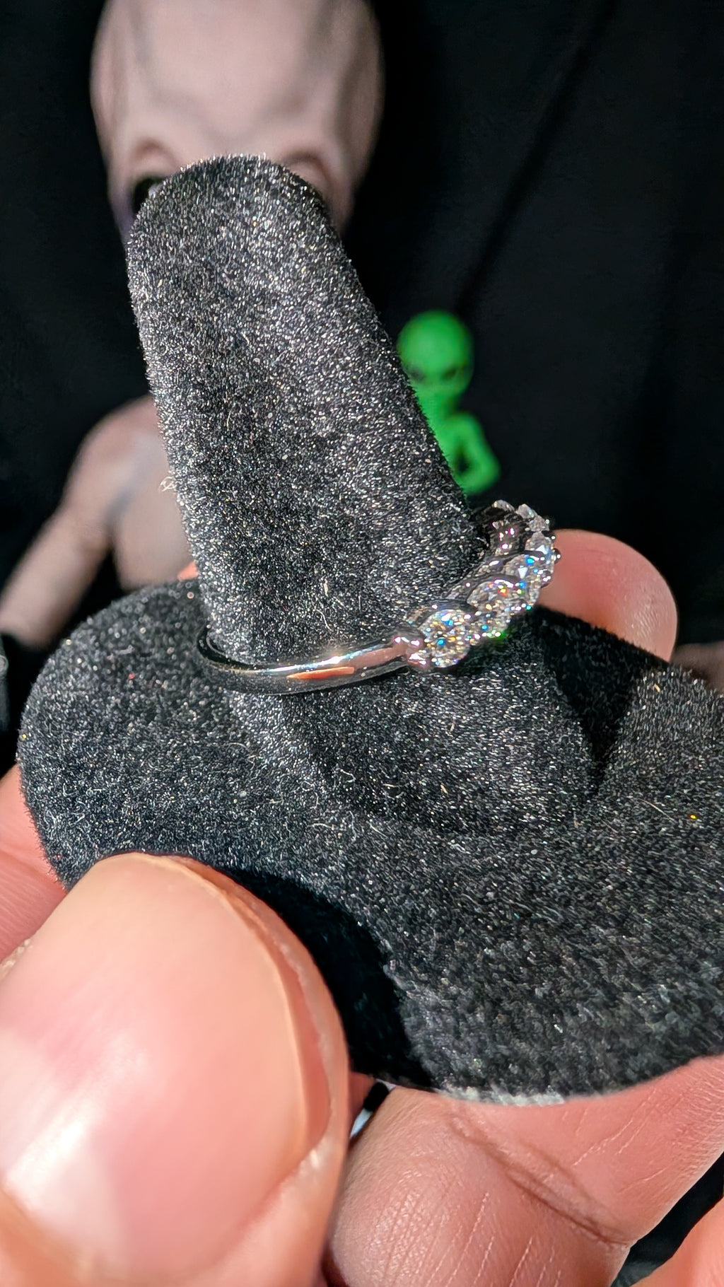 Plated Round Cut Half Enternity Band Moissanite
