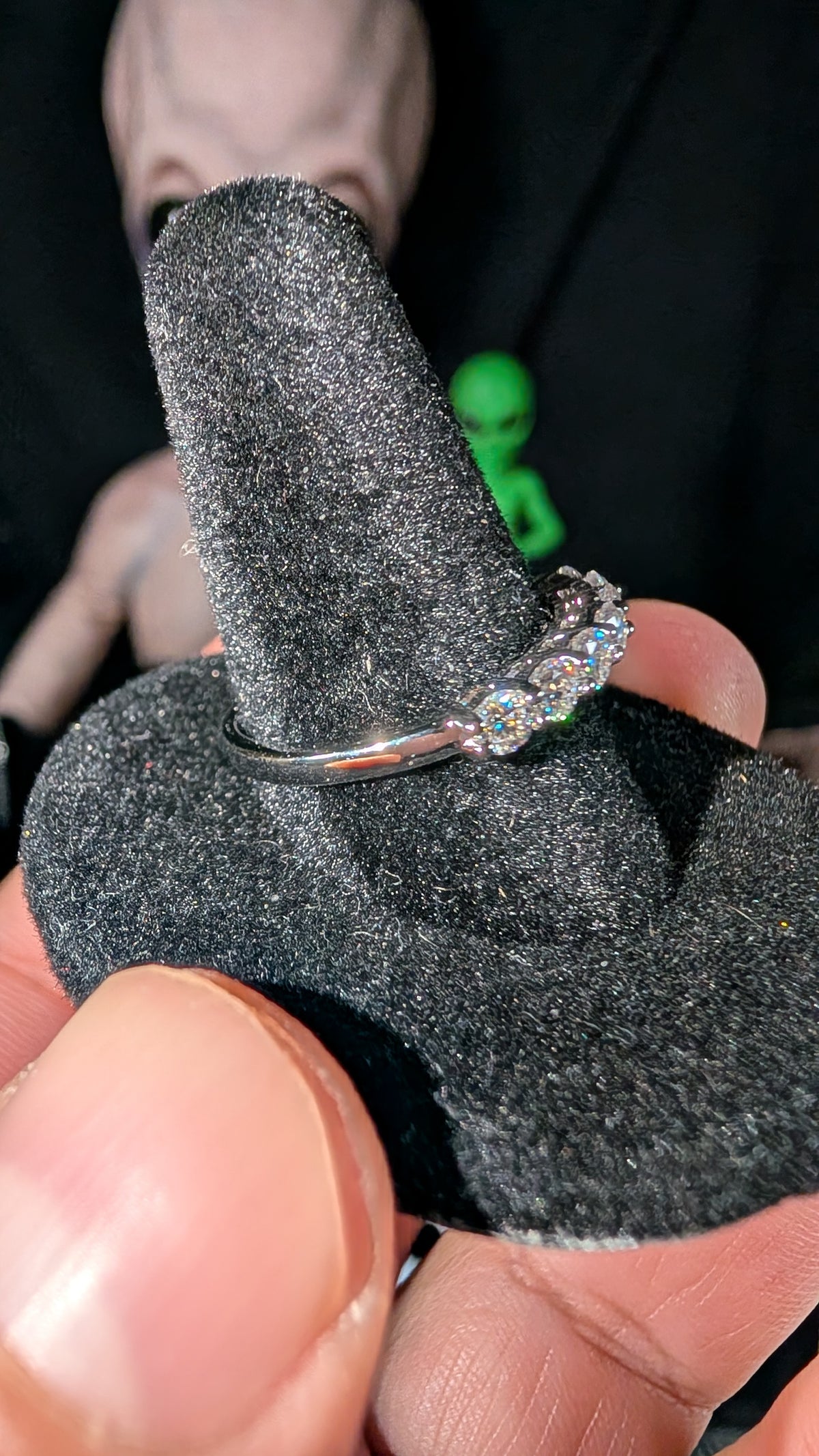 Plated Round Cut Half Enternity Band Moissanite
