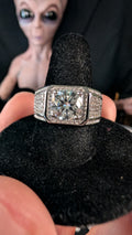 Plated Mens 2CT Round Moissanite & CZ Statement RIng
