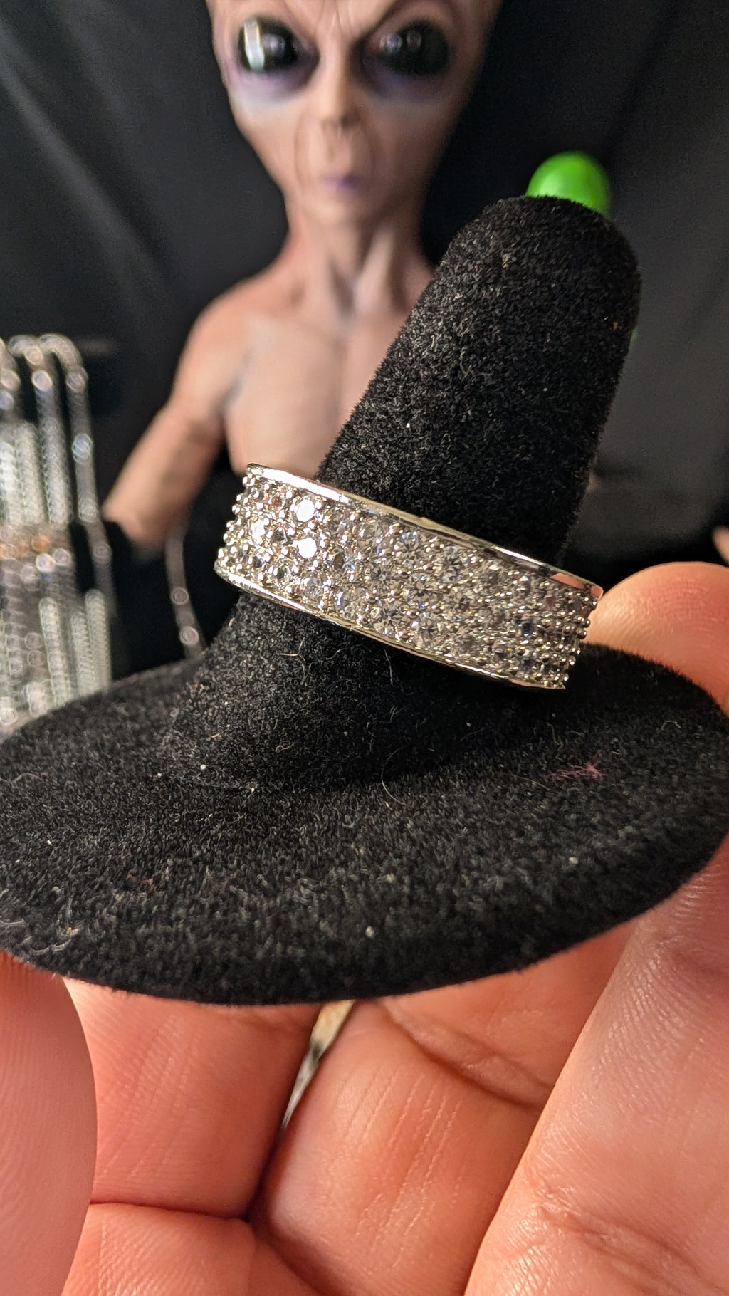 Plated Iced Out Pave Band Mens RIng