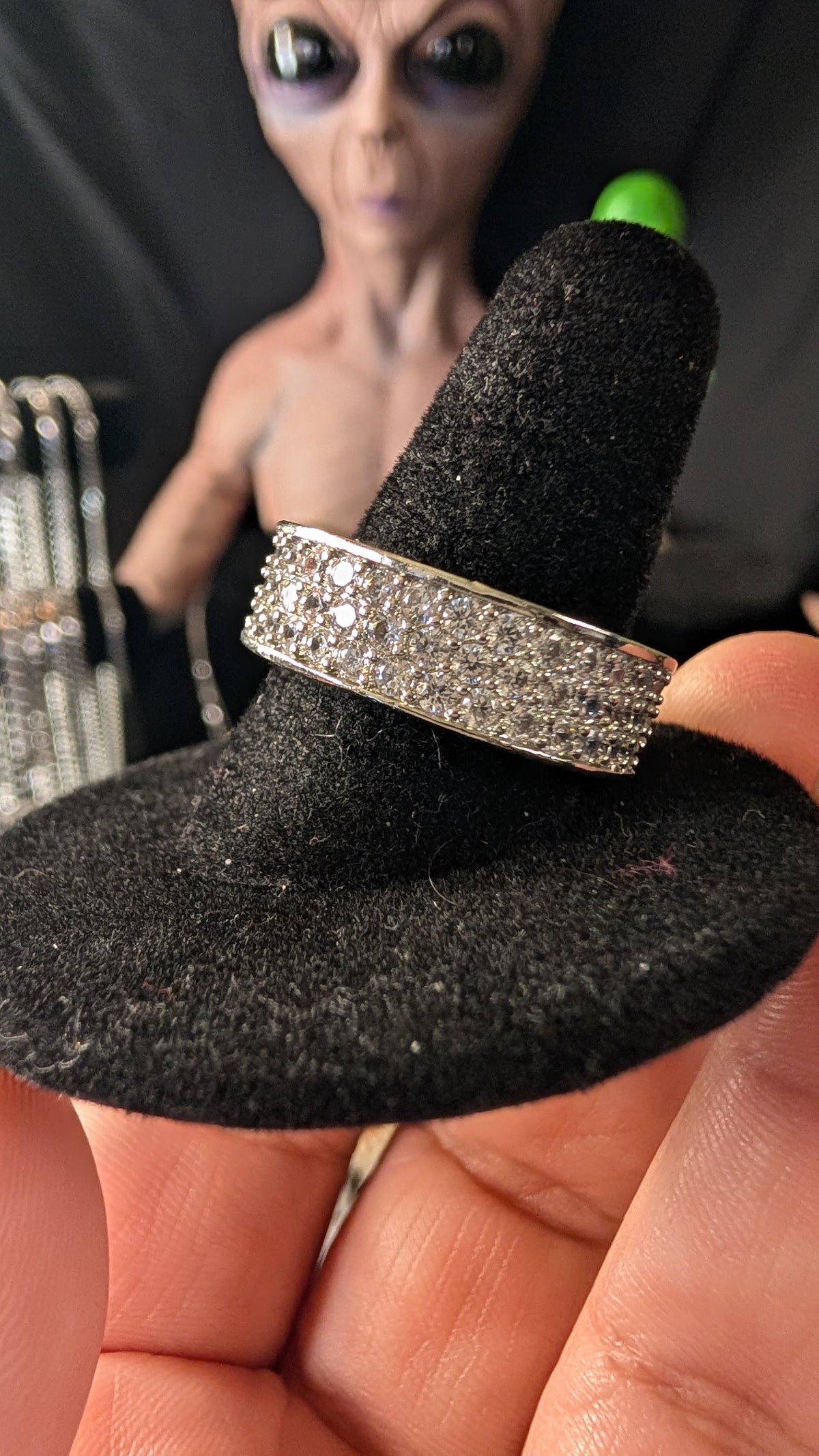 Plated Iced Out Pave Band Mens RIng