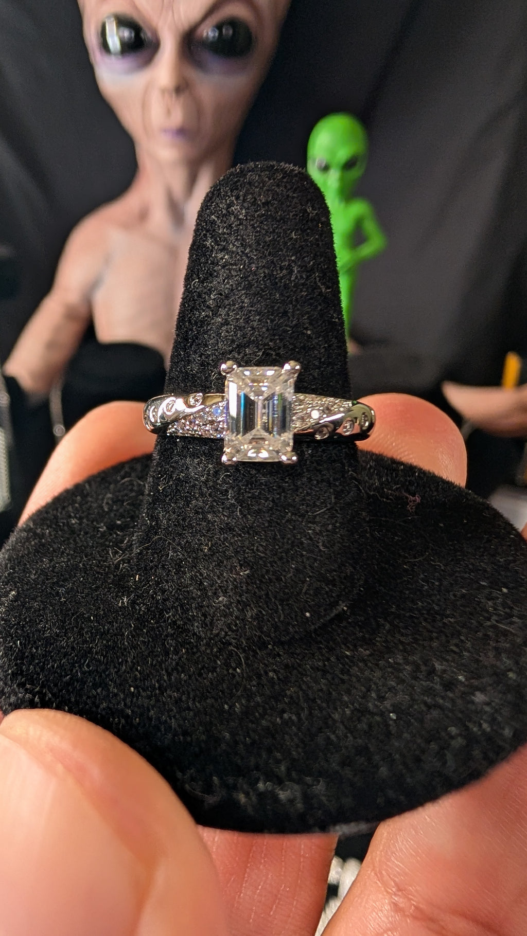 Plated 1CT Emerald Cut Moissanite RIng Size 7