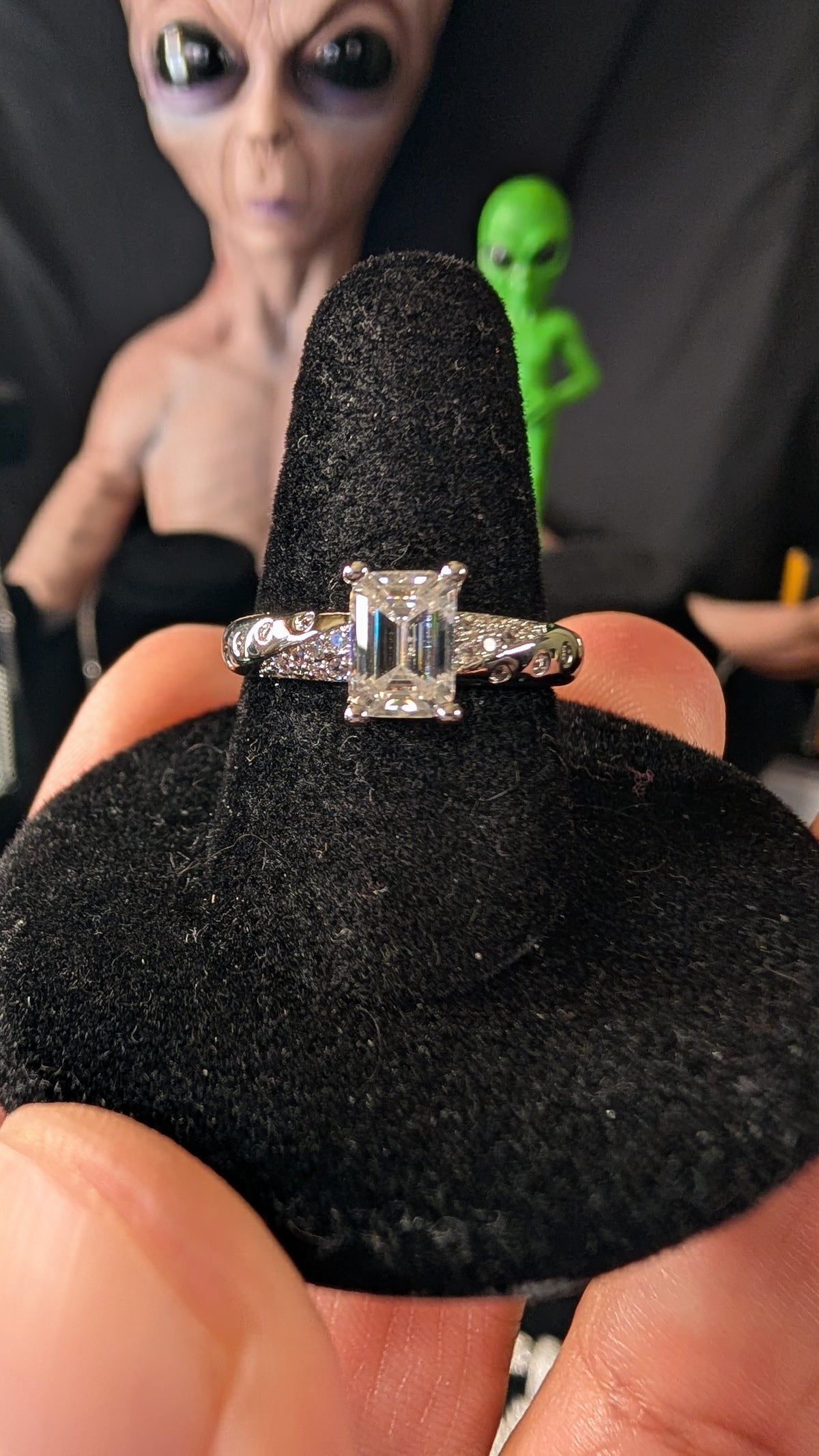 Plated 1CT Emerald Cut Moissanite RIng Size 7