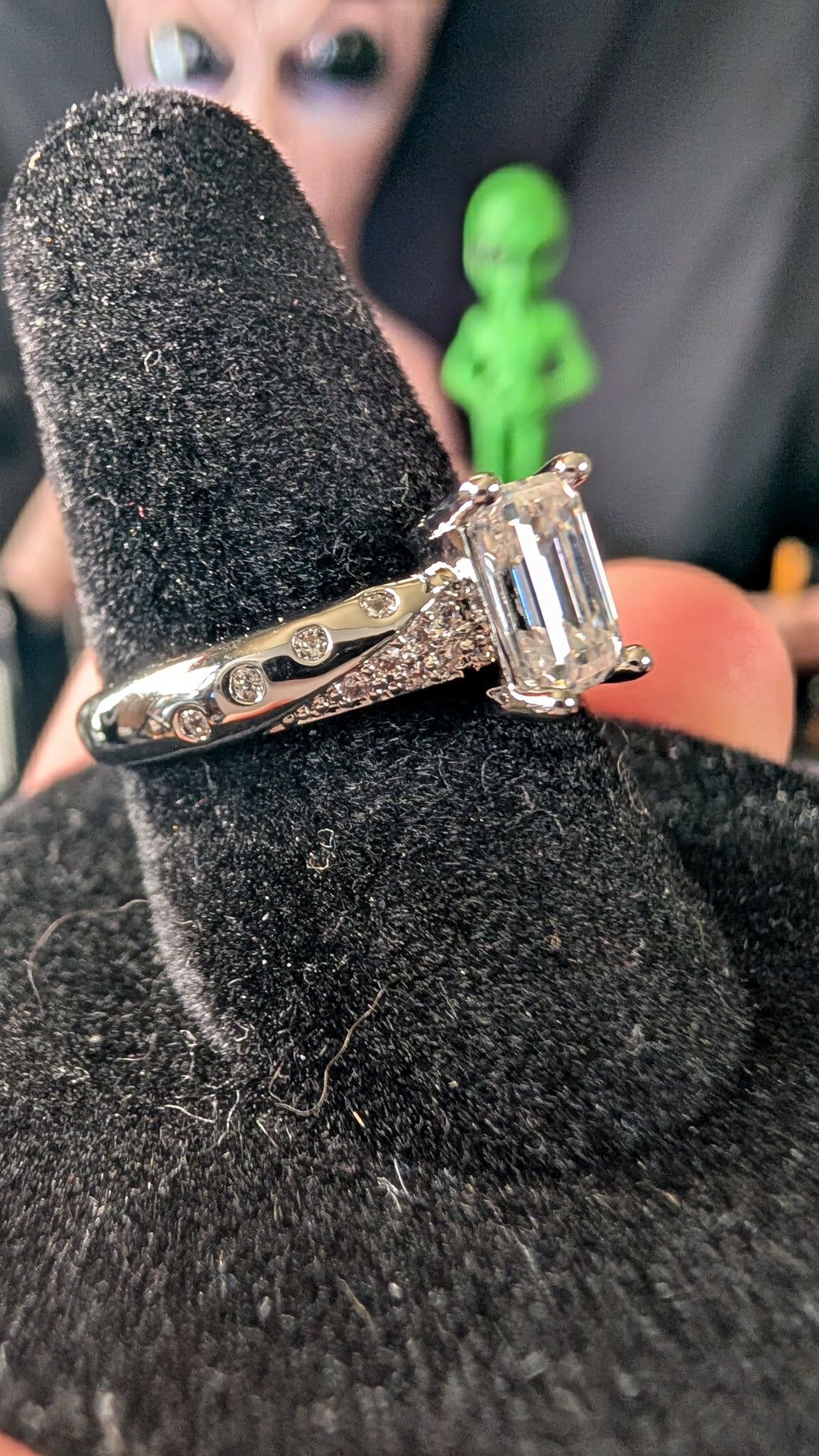 Plated 1CT Emerald Cut Moissanite RIng Size 7