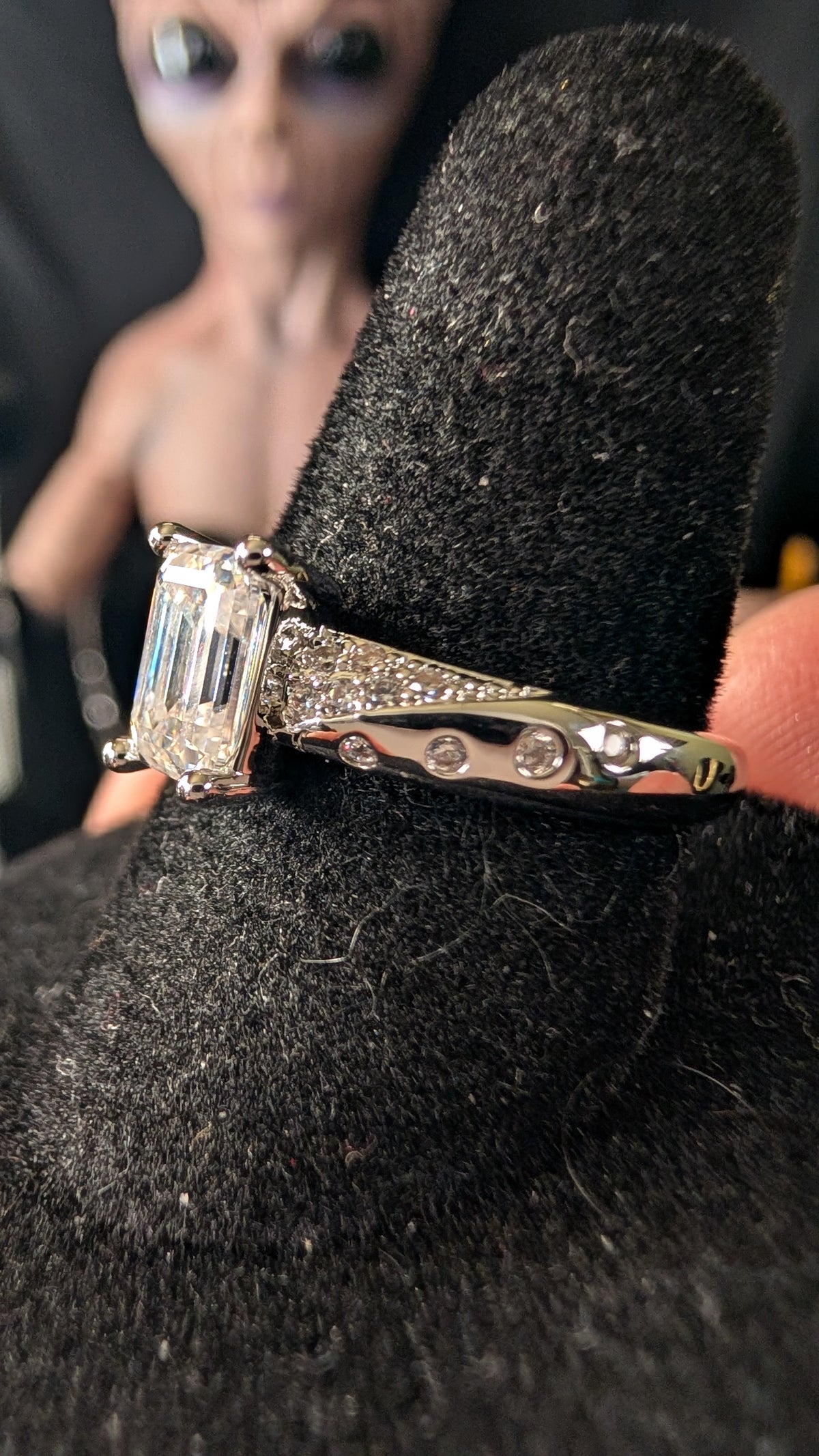 Plated 1CT Emerald Cut Moissanite RIng Size 7