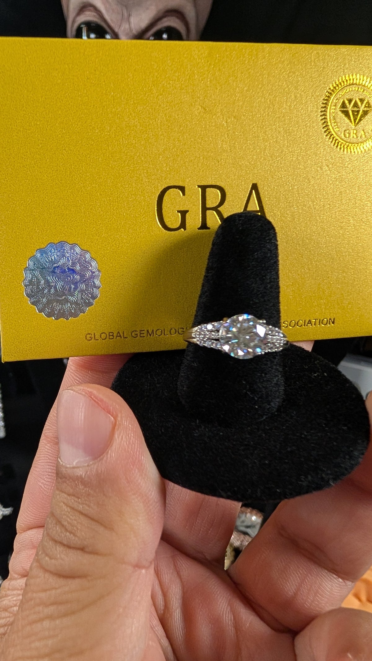 Plated 2CT Round Cut Moissanite Split Shank Ring