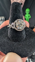 Plated 2CT Round Cut Moissanite Floral Halo Ring