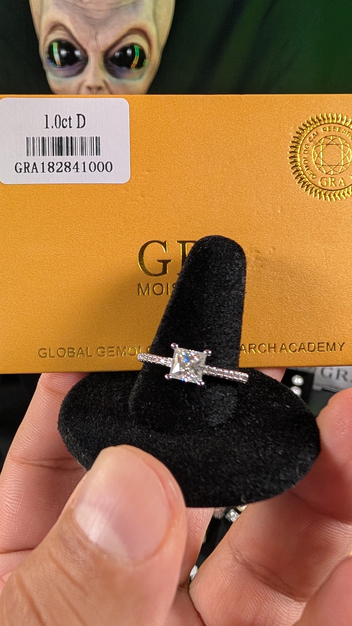 Plated 1CT Princess Cut Moissanite Ring