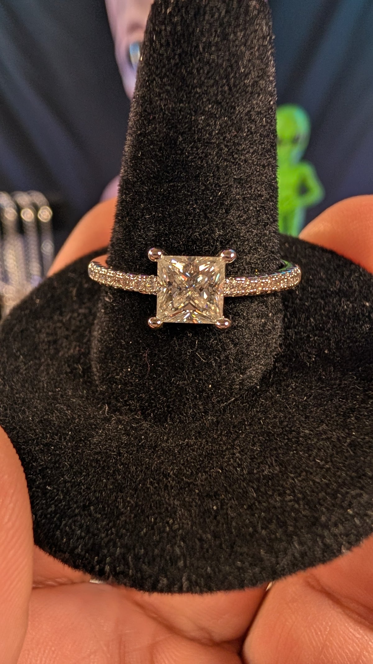 Plated 1CT Princess Cut Moissanite Ring