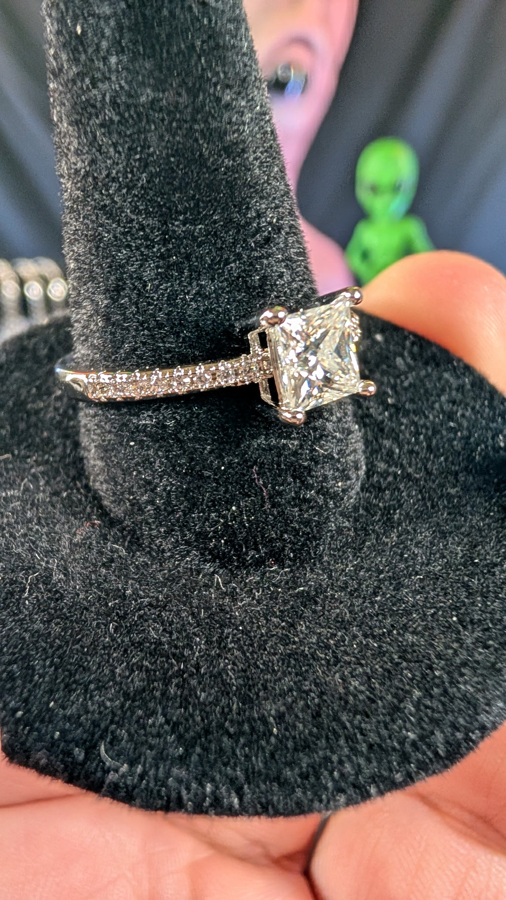 Plated 1CT Princess Cut Moissanite Ring