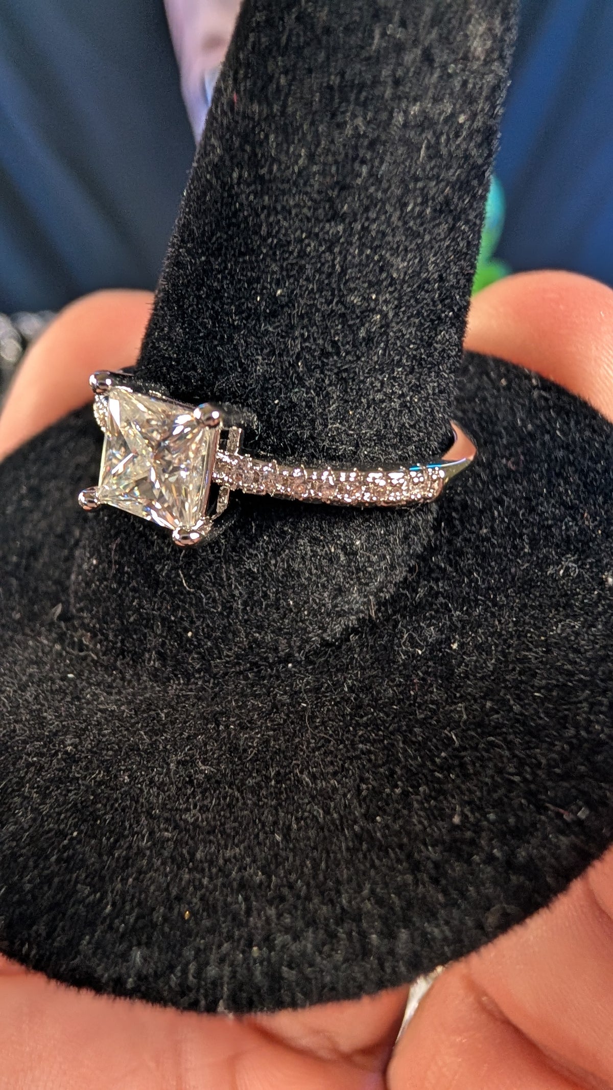 Plated 1CT Princess Cut Moissanite Ring