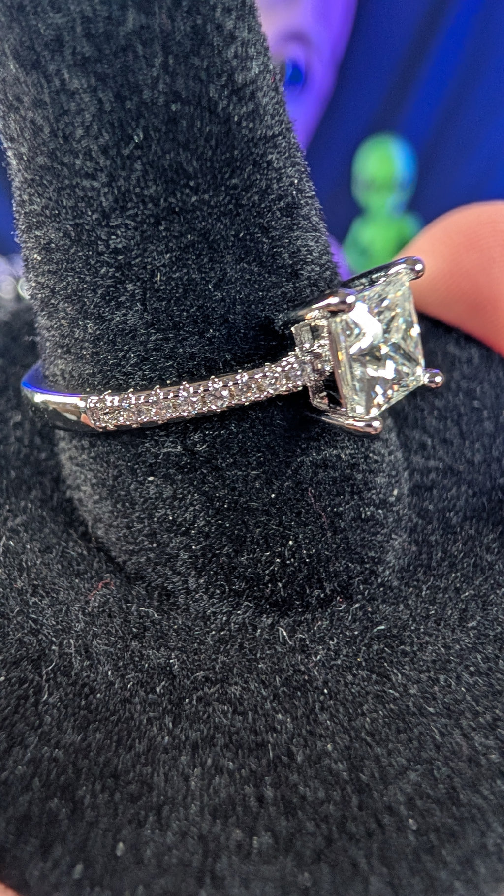 Plated 1CT Princess Cut Moissanite Ring